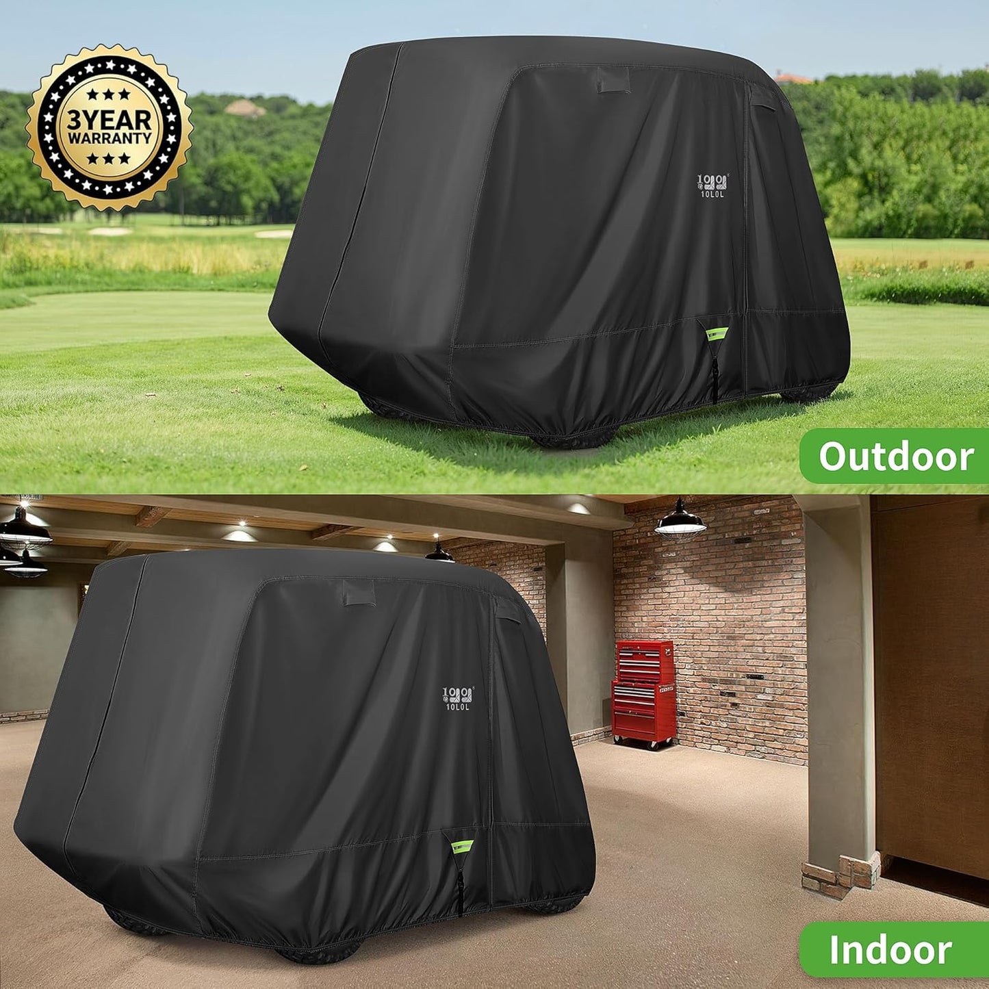 10L0L Heavy Duty Golf Cart Cover for 2/4 Passengers EZGO, Club Car and Yamaha, All Weather Outdoor Protection Weatherproof