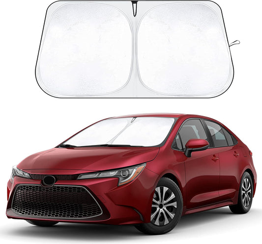 EcoNour Windshield Sunshade Compatible for Toyota Corolla 2019-2025 Car-240T Polyester Material Car Sun Visor-Reflector Blocks UV Rays-Foldable Sunshade Interior Protection-Toyota Corolla Accessories