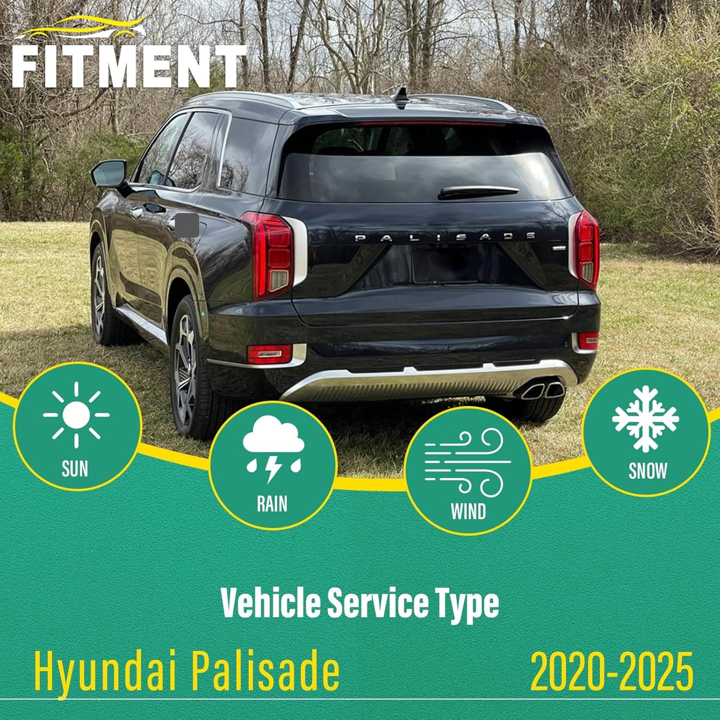 26" 20" 12" Windshield Wiper Blades Replacement for Hyundai Palisade 2020 2021 2022 2023 2024 2025 Premium All Weather Front Rear Wipers Set - OEM Quality (Pack of 3)