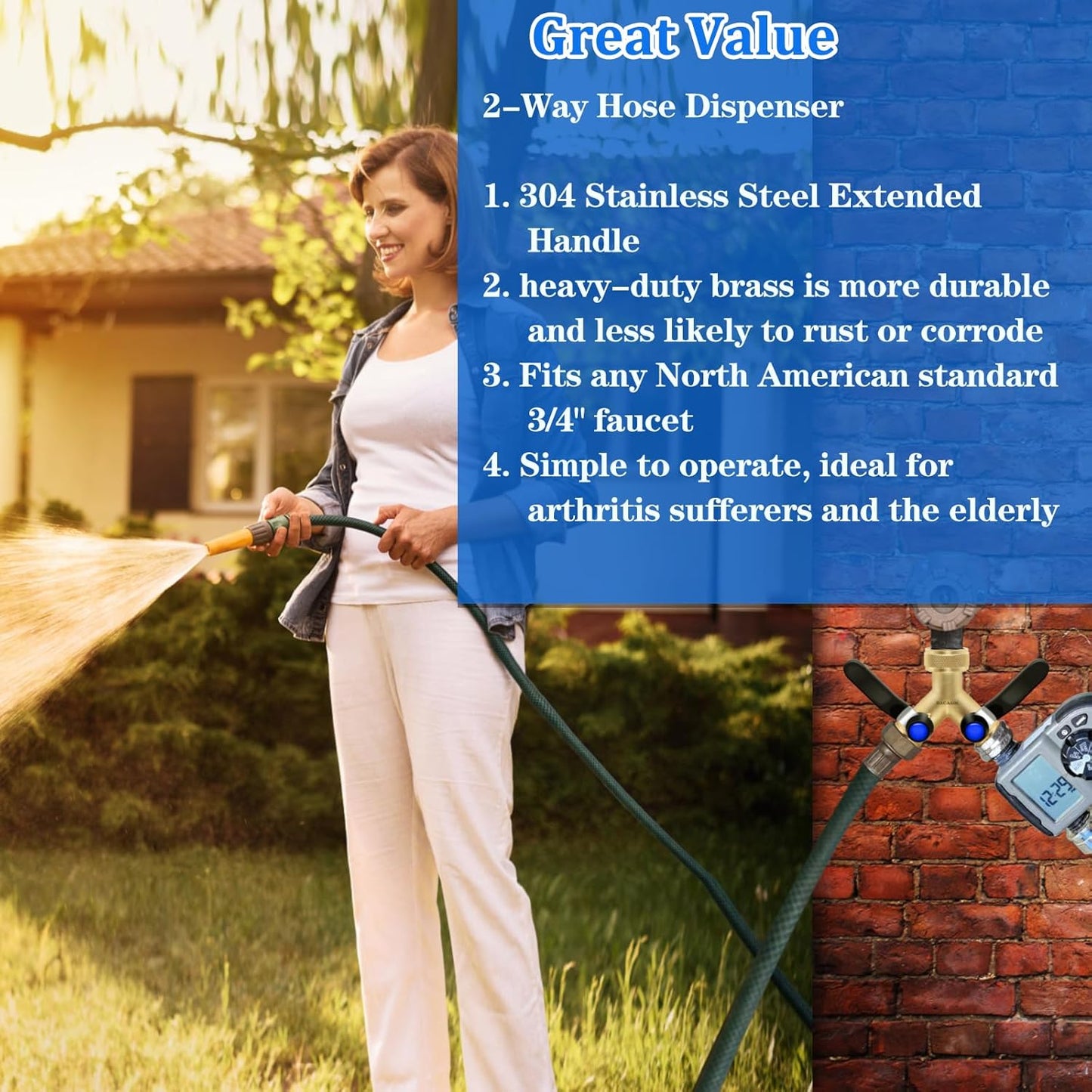 2 Pack Hose Splitter 2 Way Heavy Duty