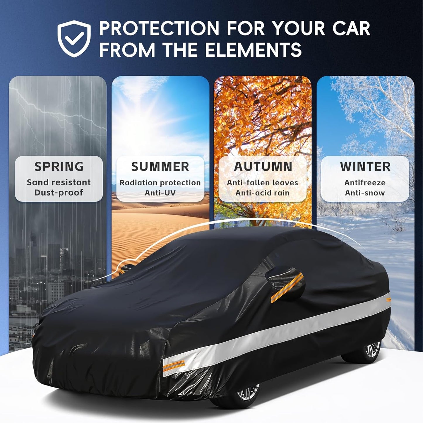 10 Layers Car Cover Custom Fit for Honda Accord (2001-2024),Waterproof All Weather for Automobiles, Outdoor Full Cover Sun UV Rain Protection with Cotton.Black