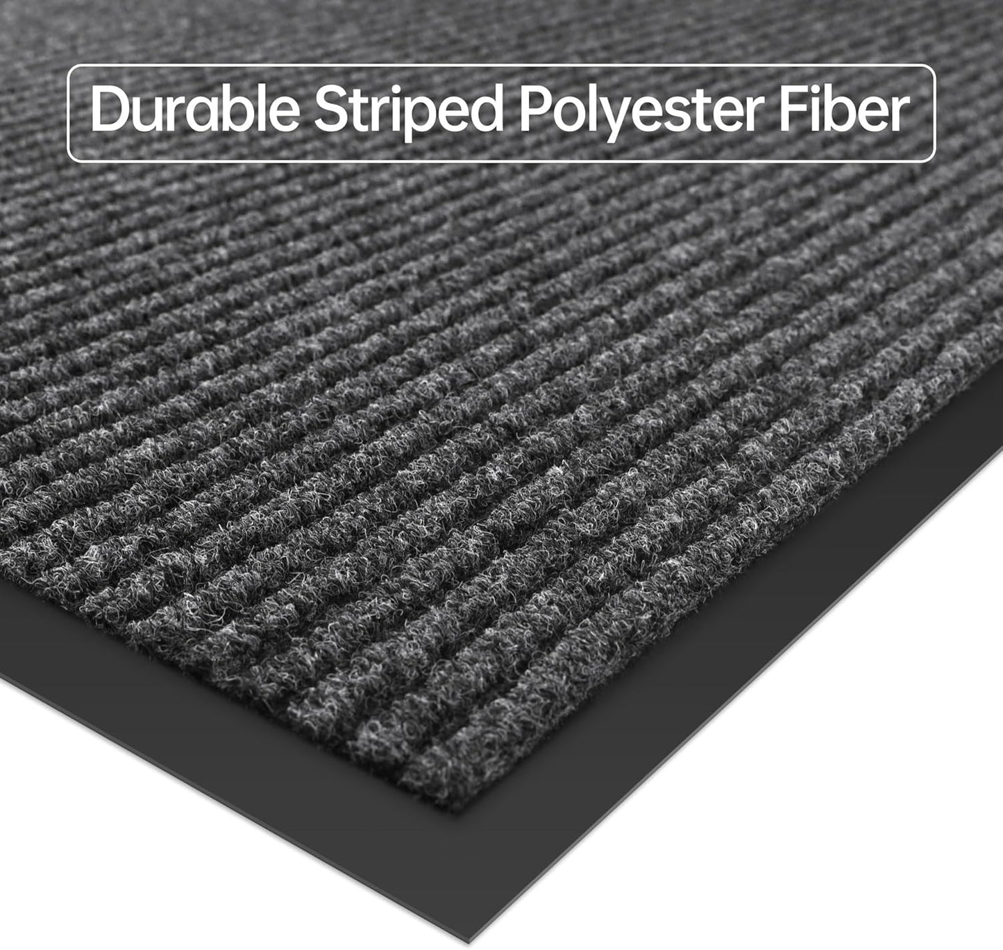 Front Door Mat, 3' x 10' Heavy Duty Indoor Outdoor Welcome Mat for Entryway, Commercial Entrance, Low Profile, Non-Slip, Durable Rubber Backing for Patio, Home