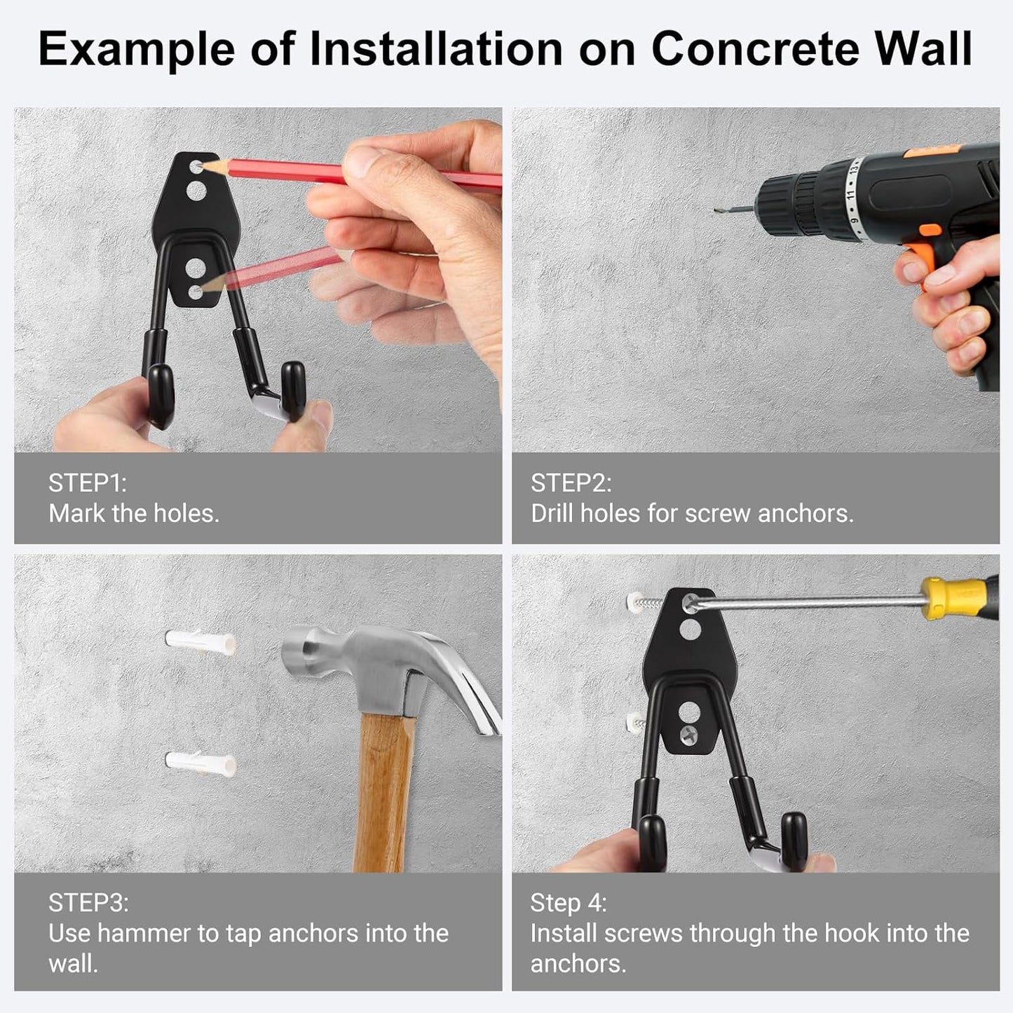 Garage Hook Heavy Duty Wall Storage Hangers, 30 Pack Garage Storage Hooks Steel Tool Black for Ladders, Ropes, Garden Tools