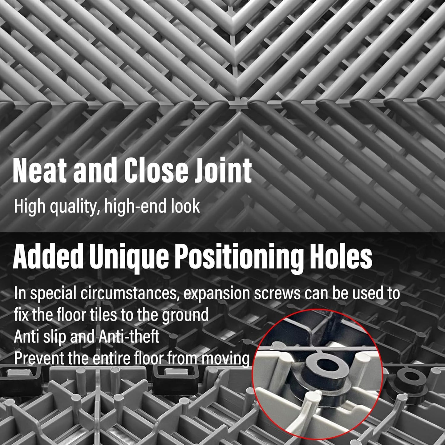 24 Pack 16"x16" Interlocking Garage Floor Tiles - Drainage Mats, Non-Slip, Heavy-Duty, Easy Install for Garage, Car Wash, Basement(Gray)