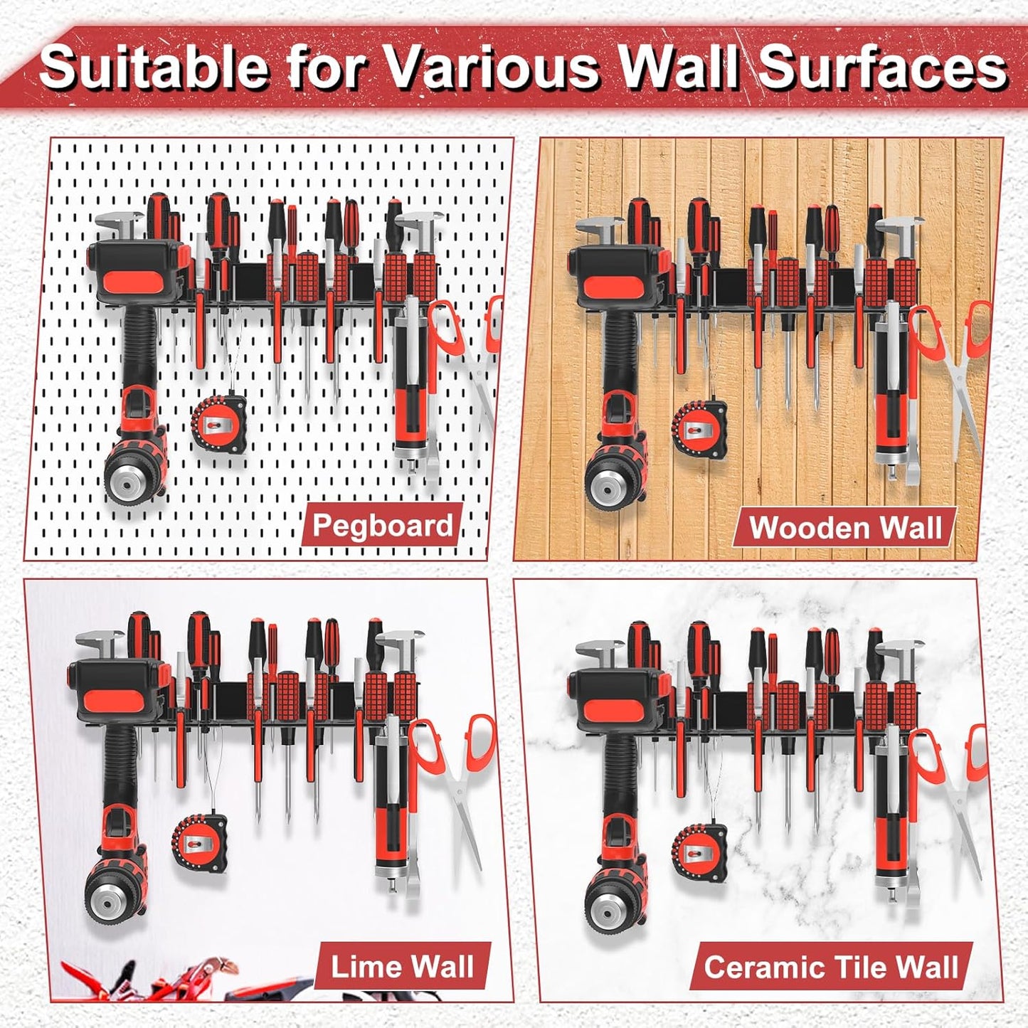 Metal Screwdriver Organizer, Wall Mount Plier Organizer Hammer Holder, Hand Tool Storage Rack for Garage Workshop Workbench(Black, 1PC)