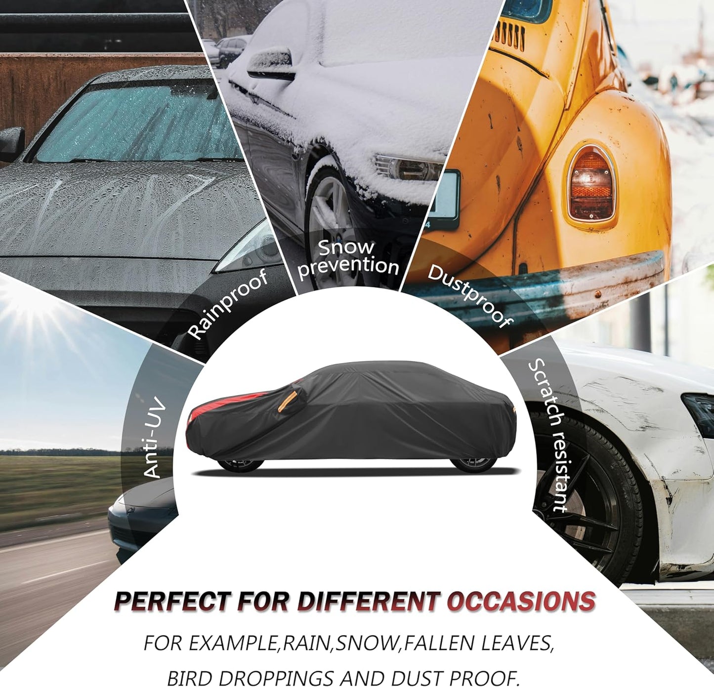 Car Cover Automobiles Waterproof All Weather for for Sports Coupe Fit Coupe Audi e-tron GT,Chvrolet Camaro/Monte Carlo,Dodge Challenger/Charger,Honda Clarity etc.(See Size Chart)