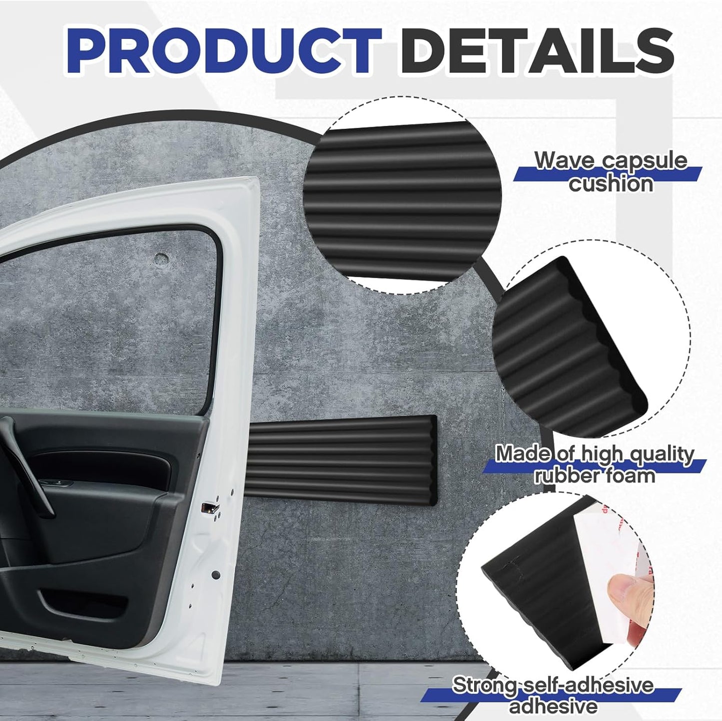 Garage Wall Protector 3.15in x 10ft Self-Adhesive Rubber Bumper Protectors Strip for Car SUV Doors Waterproof Anti-Scratch Wall Bumper Guard for Garage Car(Black)