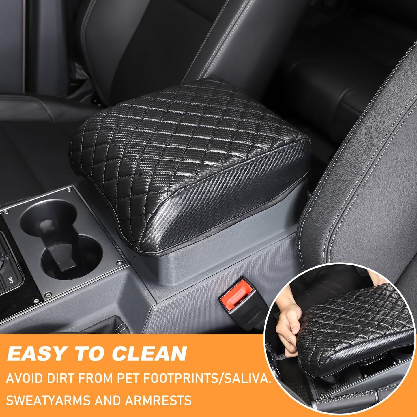 Car Armrest Box Cover Protector Compatible with Ineos Grenadier 2020-2024 Center Console Lid Protector Cover Original Customized Armrest Cover (Carbon Fiber Texture)