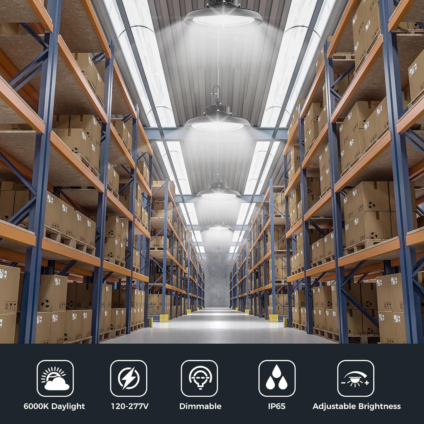 High Bay Lights LED UFO Light 240W LED Shop Lights 6000K IP65 Commercial Bay Lighting Fixture 43200 LM Super Bright, 5ft Cable Plug & Play for Warehouse Factory Garage Workshop Barn 6 Pack