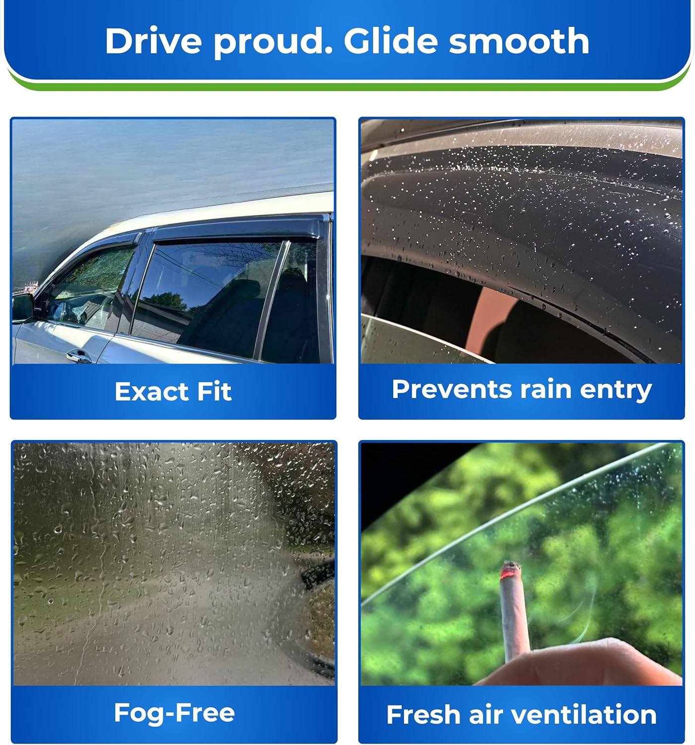 KPY Window Visor Compatible with Mitsubishi Outlander 2014-2021, 4PC Rain Guard Side Window Vent Deflectors Tape-On Style, 2014 2015 2016 2017 2018 2019 2020 2021 (Not for Sport Model)