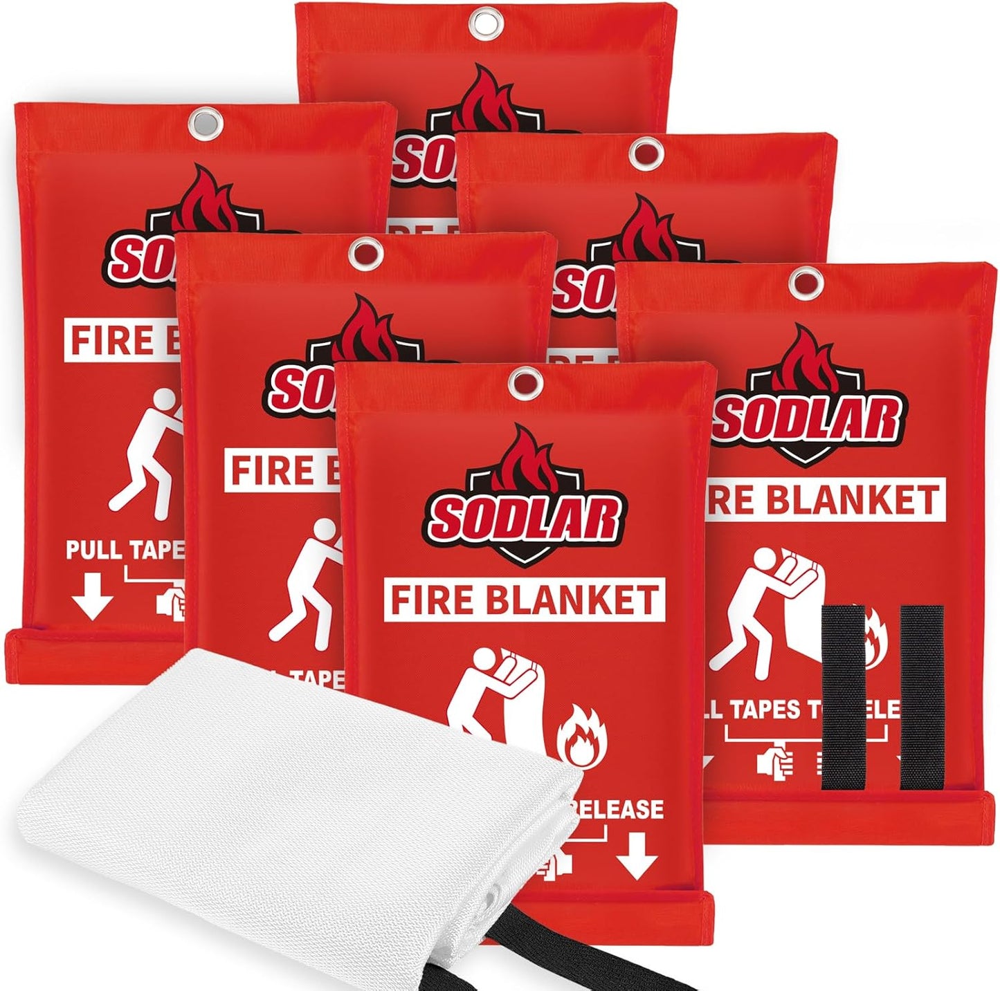 Fire Blanket Emergency for Home Kitchen - 6 Pack 40"x40" Fireproof Safety Protection Fiberglass Flame Retardant Blankets Survival Essential Kit for House Car Camping Outdoor Fireplace Grill BBQ