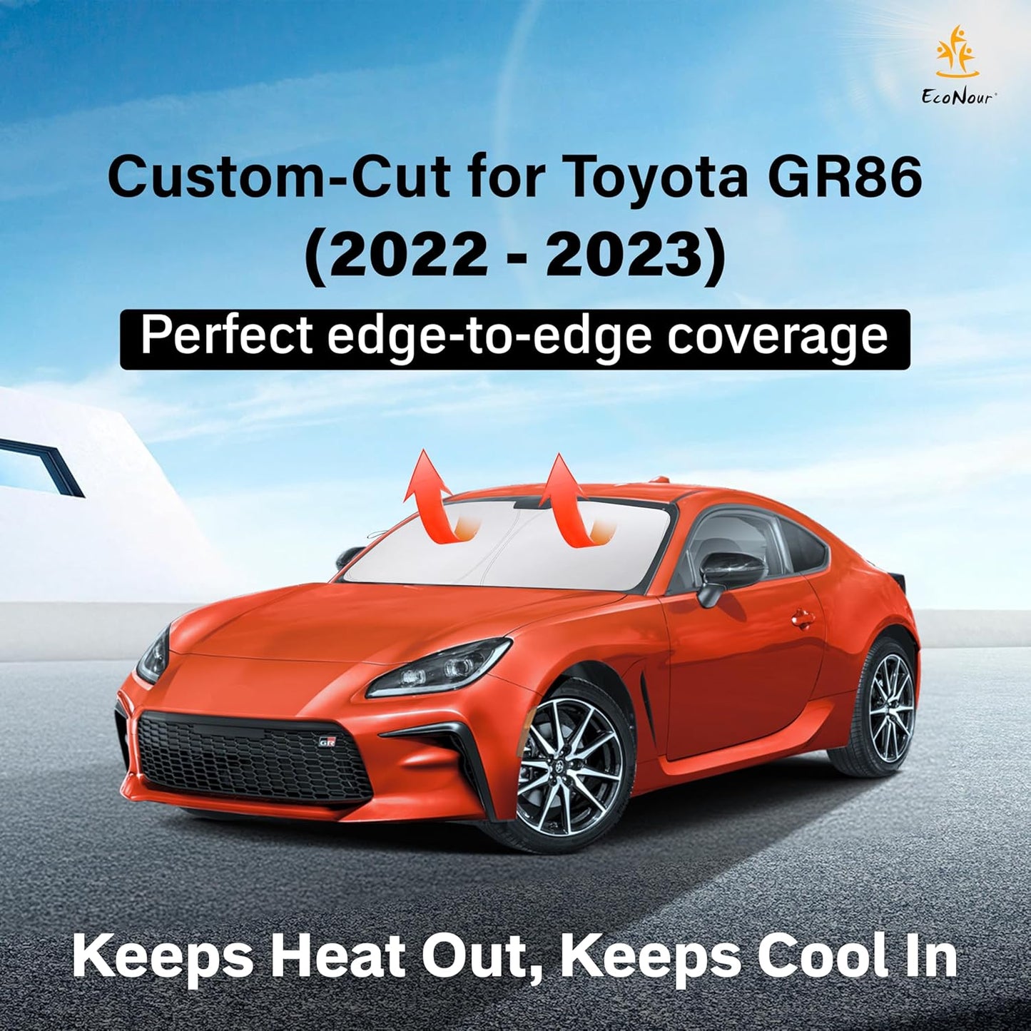 for Toyota GR86 2022 2023 Windshield Sunshade- EcoNour 240T Polyester Material Cars Sun Visor Reflector Blocks UV Rays - Foldable Sunshade Interior Protection - Toyota GR86 Accessories