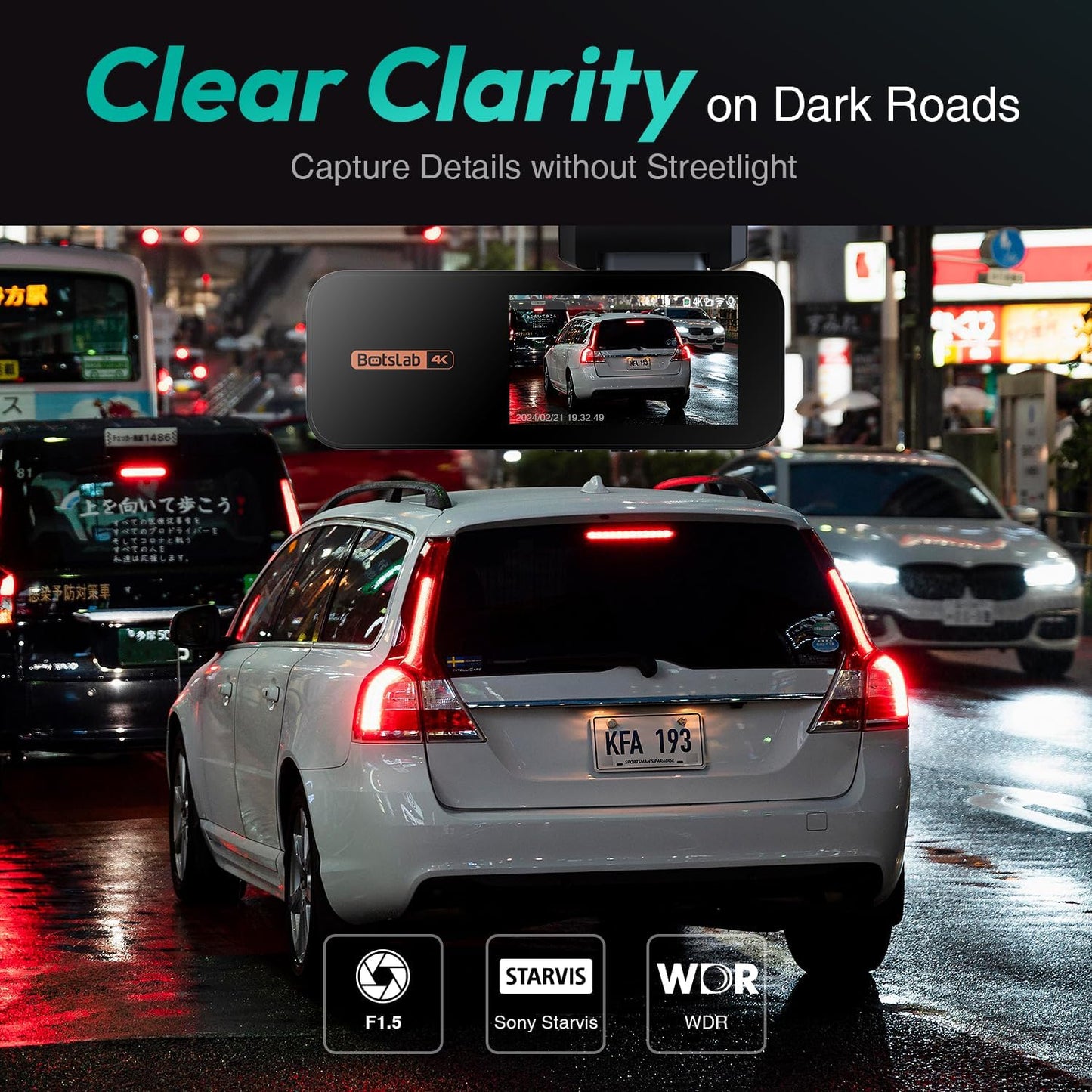 4K Dash Cam Front and Rear, 170° Ultra Wide Dashcam with ADAS, Night Vision, 24/7 Parking Mode, Sony IMX415 Sensor, WDR, Free 64GB SD Card, 5G/2.4G WiFi, Built-in GPS, Loop Recording