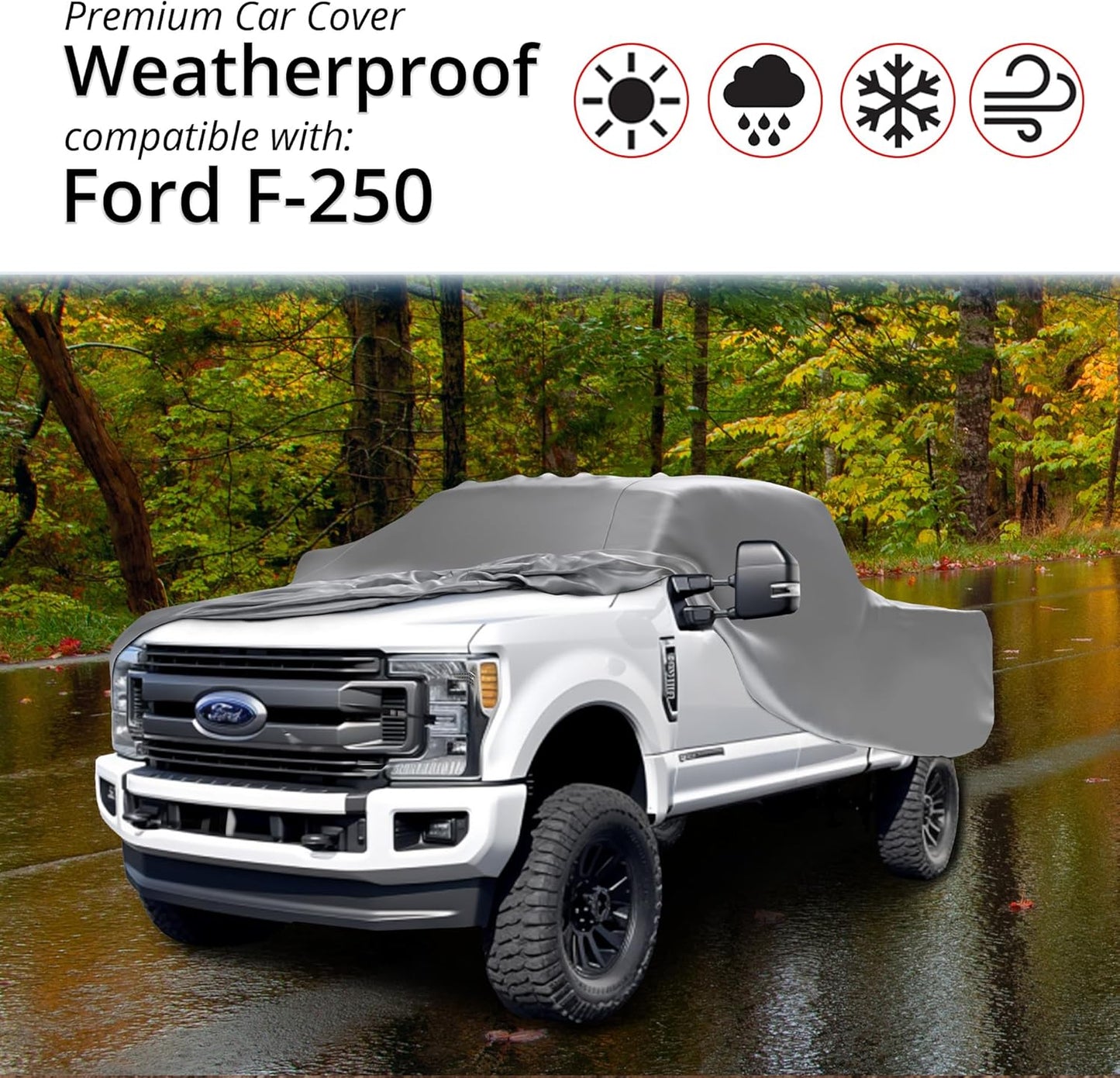 Car Covers Weatherproof Max Truck Cover & Warranty Compatible with Ford 1984-1989 F-250 Regular Cab, 8– Outdoor Cover, Prevents Theft with Cable Lock