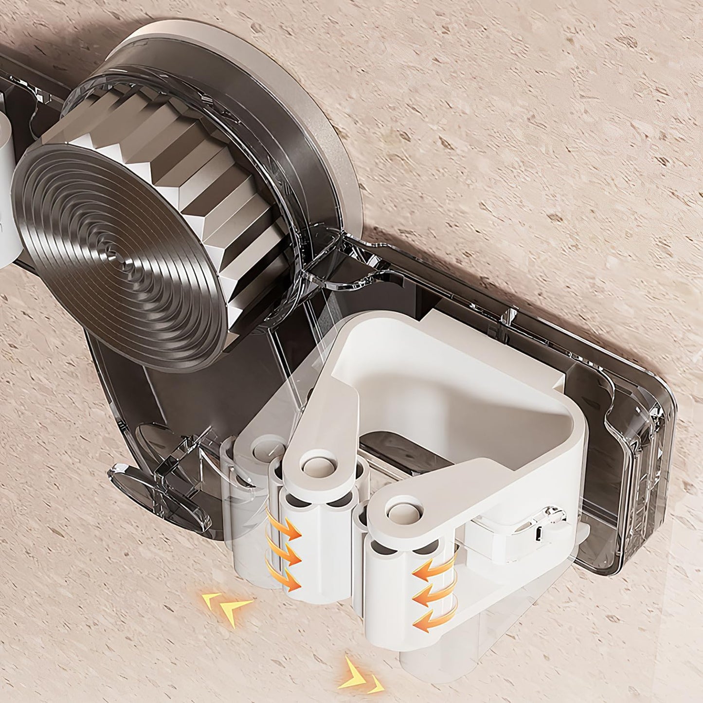 2PCS Broom Holder Mop Hanger,No punching required Broom Hanger Organizer,Broom Holder Wall Mountfor Bathroom, Kitchen, Office,Utility Room,Laundry Room(White+Gray)