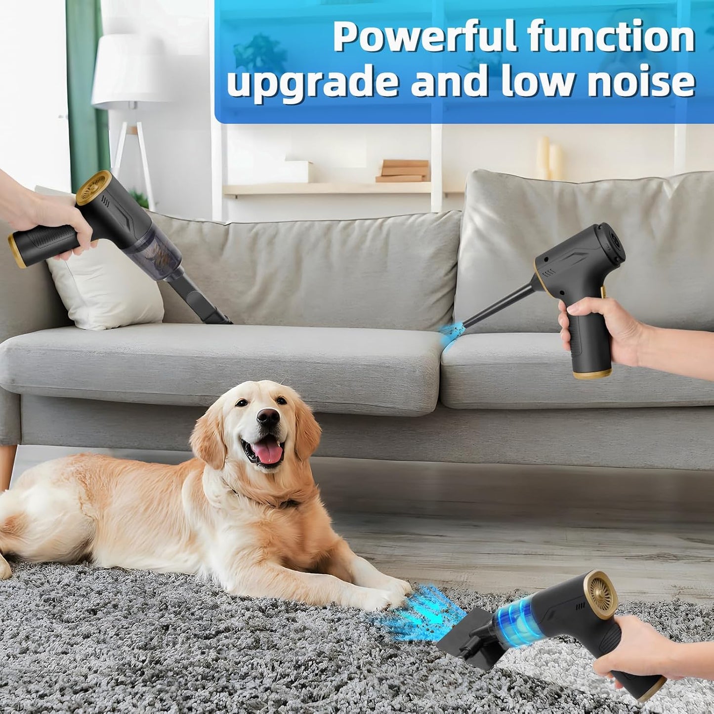 Handheld Car Vacuum Cleaner Cordless, High-Power Brushless 20000PA Mini Hand Held Cleaner with 8 Multi-Functional Nozzle & 2 Replaceable Filters, Portable Vacuum Cleaner for Car Office Pet Hair