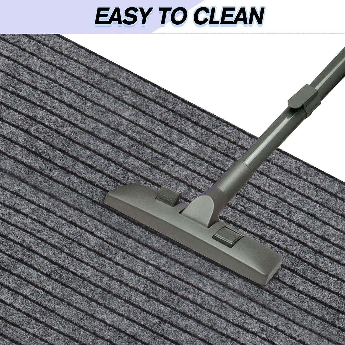 Custom Size Backed Non-Slip Area Rugs Runner, Easy Clean, Waterproof Runner Rugs for Hallway Entryway, Kitchen, Laundry, 4FT x 54FT, Gray Stripe