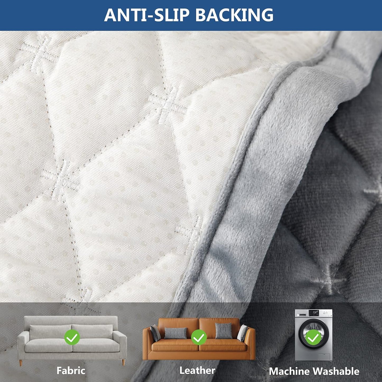 Eismodra Couch Cover,Sectional Couch Covers,Sofa Covers for 3 Cushion Couch,Anti-Slip Sofa Slipcovers for Dogs Cats Kids Loveseat Recliner L Shaped Armrest Backrest,Light Gray 36''x70''(Only 1 Piece)