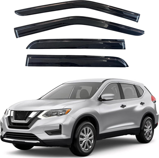 KPY Window Visor Compatible with Nissan Rogue 2014-2020 (Excludes Sport Model), 4PC Rain Guard Side Window Vent Deflectors Tape-On Mugen Style, 2014 2015 2016 2017 2018 2019 2020