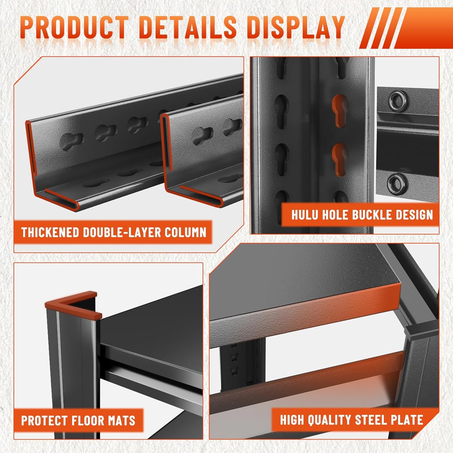 Heavy Duty 5-Tier Shelving Unit 2500LBS Capacity - Adjustable Steel Garage Shelves for Warehouse, Basement Storage(63''H x 35.4''W x 17.7''D)