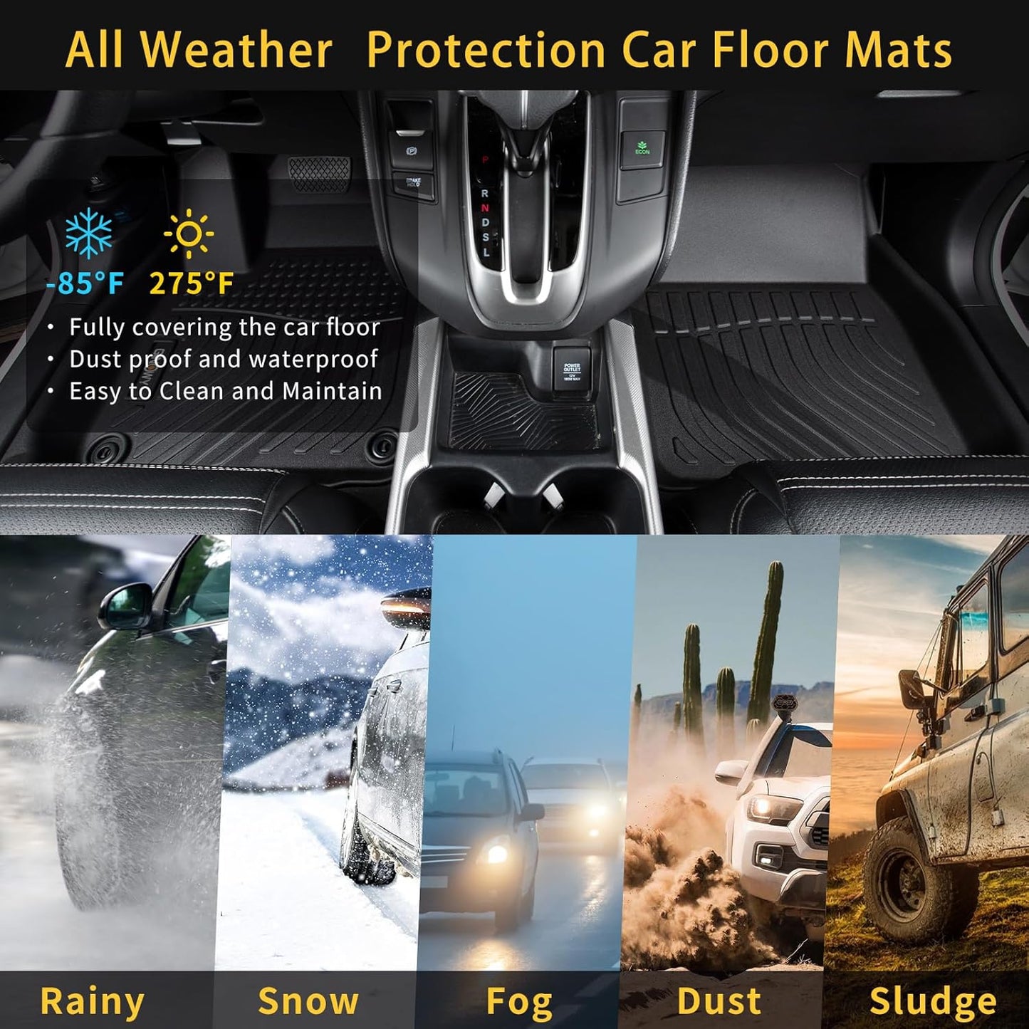 GINOWY-Floor Mats & Cargo Liner for Acura TLX 2021-2025, All Weather Car Floor Mat Rubber Liners Cargo Trunk Mat for Acura TLX Accessories