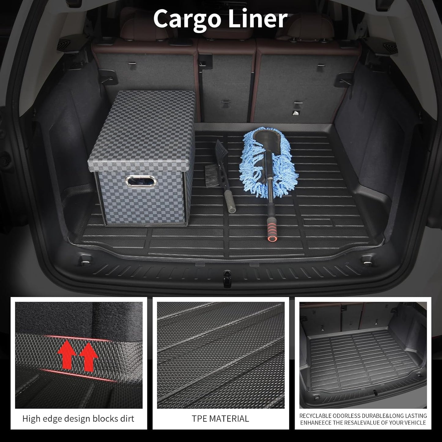 Floor Mats and Cargo Mat Set Fit for Honda Passport 2019-2024 2025 TPE Car Mats Waterproof Heavy Duty Rubber Floor Liners Passport Accessories