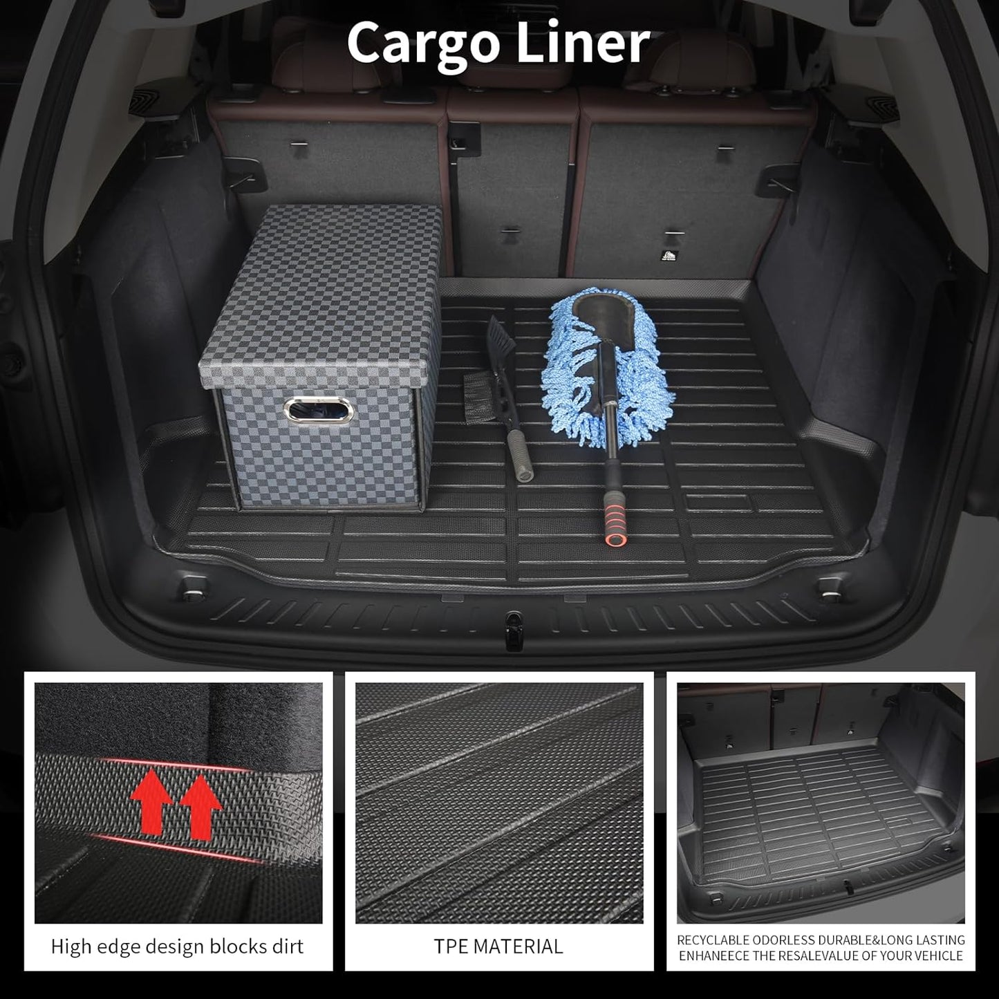 Floor Mats and Cargo Liner Set Fit for Benz GLC 250 GLC 300 GLC 350e (Not for Coupe) 2016-2022 TPE Car Mats All Weather Protection Trunk Liner Custom Accessories