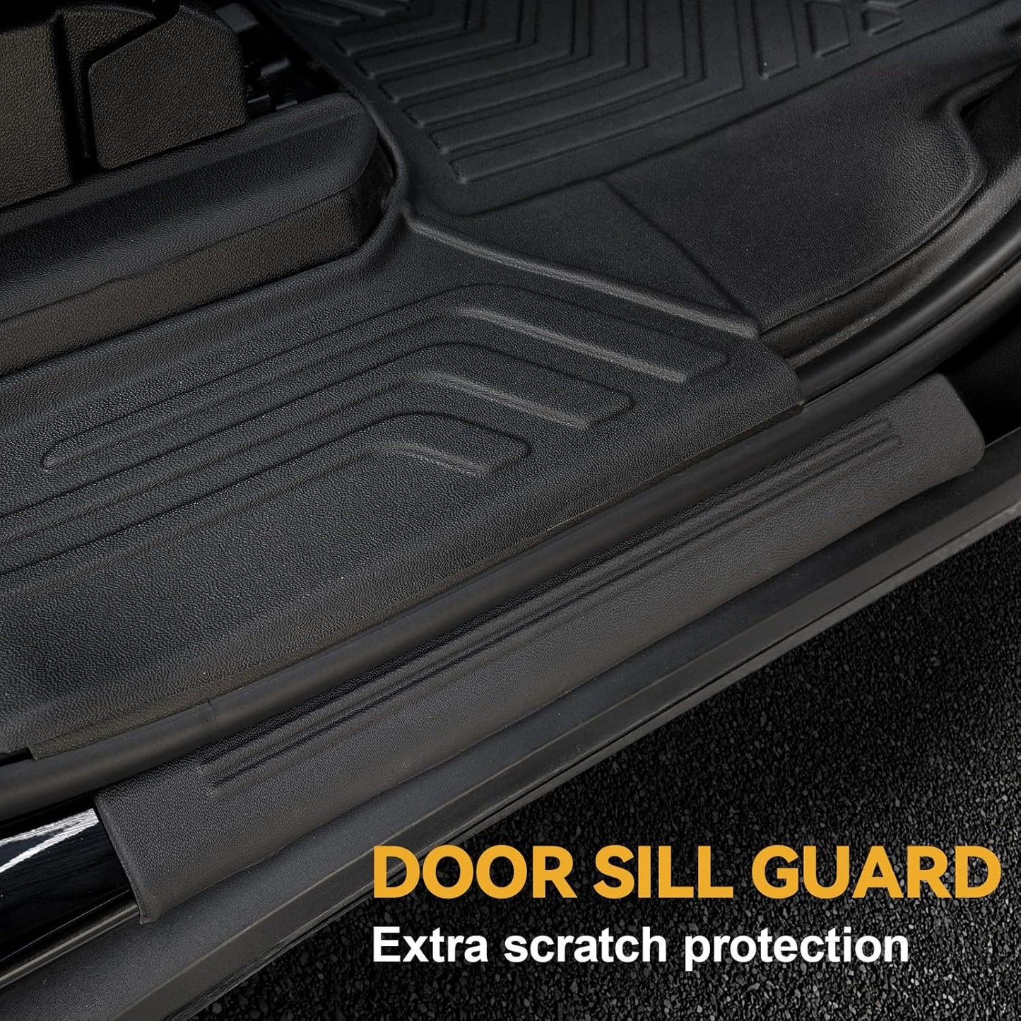 Floor Mats Set for 2021-2025 Chevrolet Chevy Tahoe/GMC Yukon 7 Seats Accessories, Full Coverage All Weather Floor Mats Cargo Mat with 3rd Row Backrest Protectors & Door Sill Guards