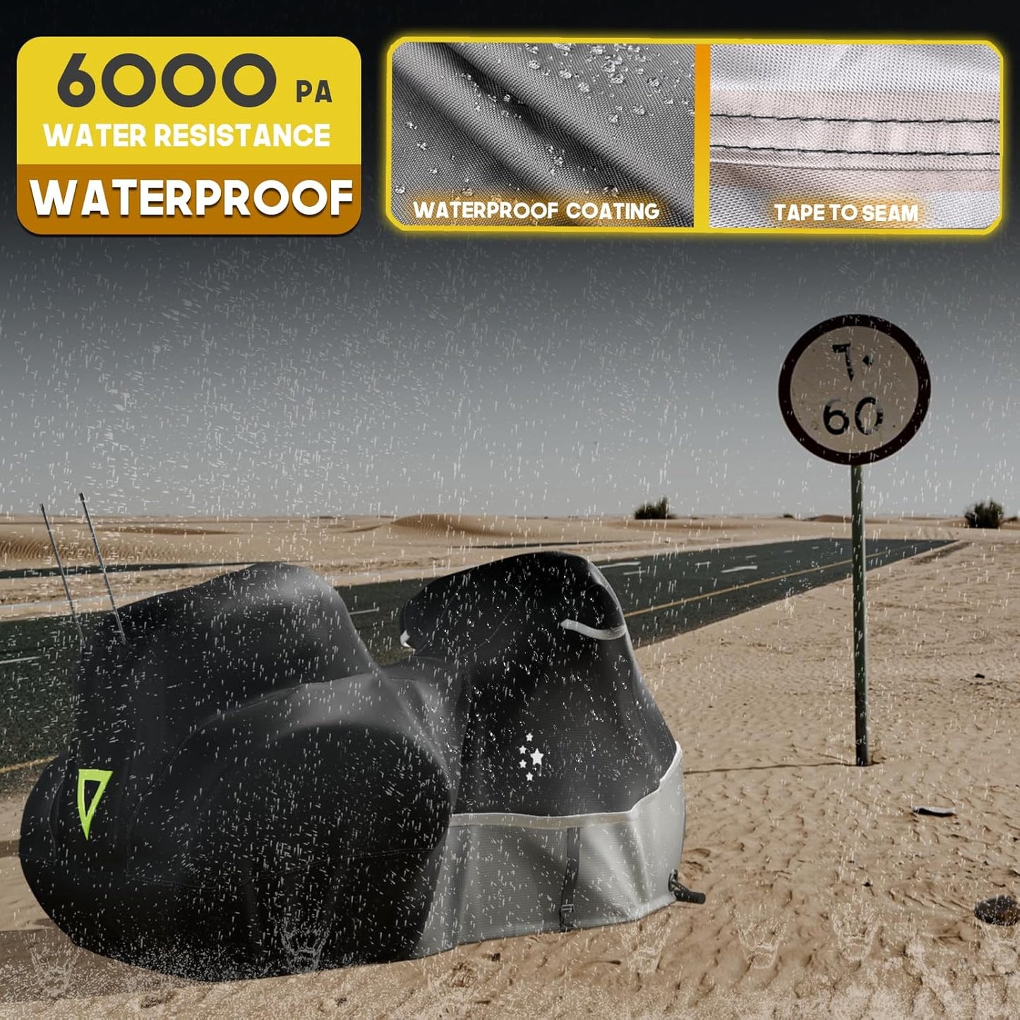 Trike Cover, Heavy Duty 420D Waterproof for Harley Davidson Freewheeler, Tri Glide, Goldwing, Chieftain, Challenger - Black/Gray