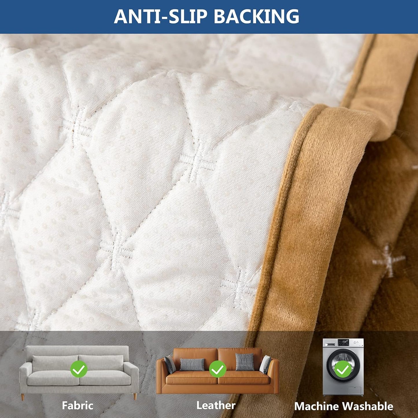 Eismodra Couch Cover,Sectional Couch Covers,Sofa Covers for 3 Cushion Couch,Anti-Slip Sofa Slipcovers for Dogs Cats Kids Loveseat Recliner L Shaped Armrest Backrest,Coffee 43''x94''(Only 1 Piece)