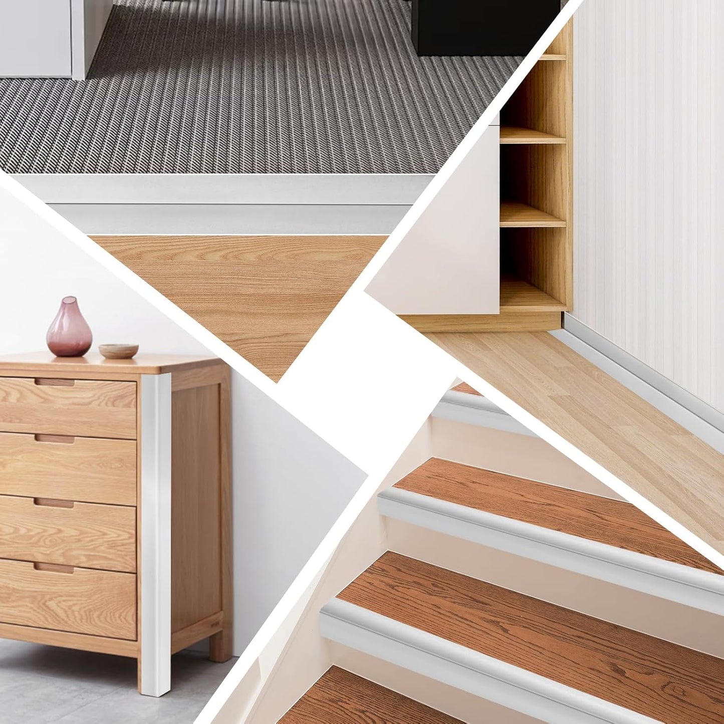 Wall Corner Protector Moulding Trim Peel and Stick Wall Corner Guards Trim Flexible Self Adhesive Edge Protector Moulding, 0.8 in x 20 Ft, Silver