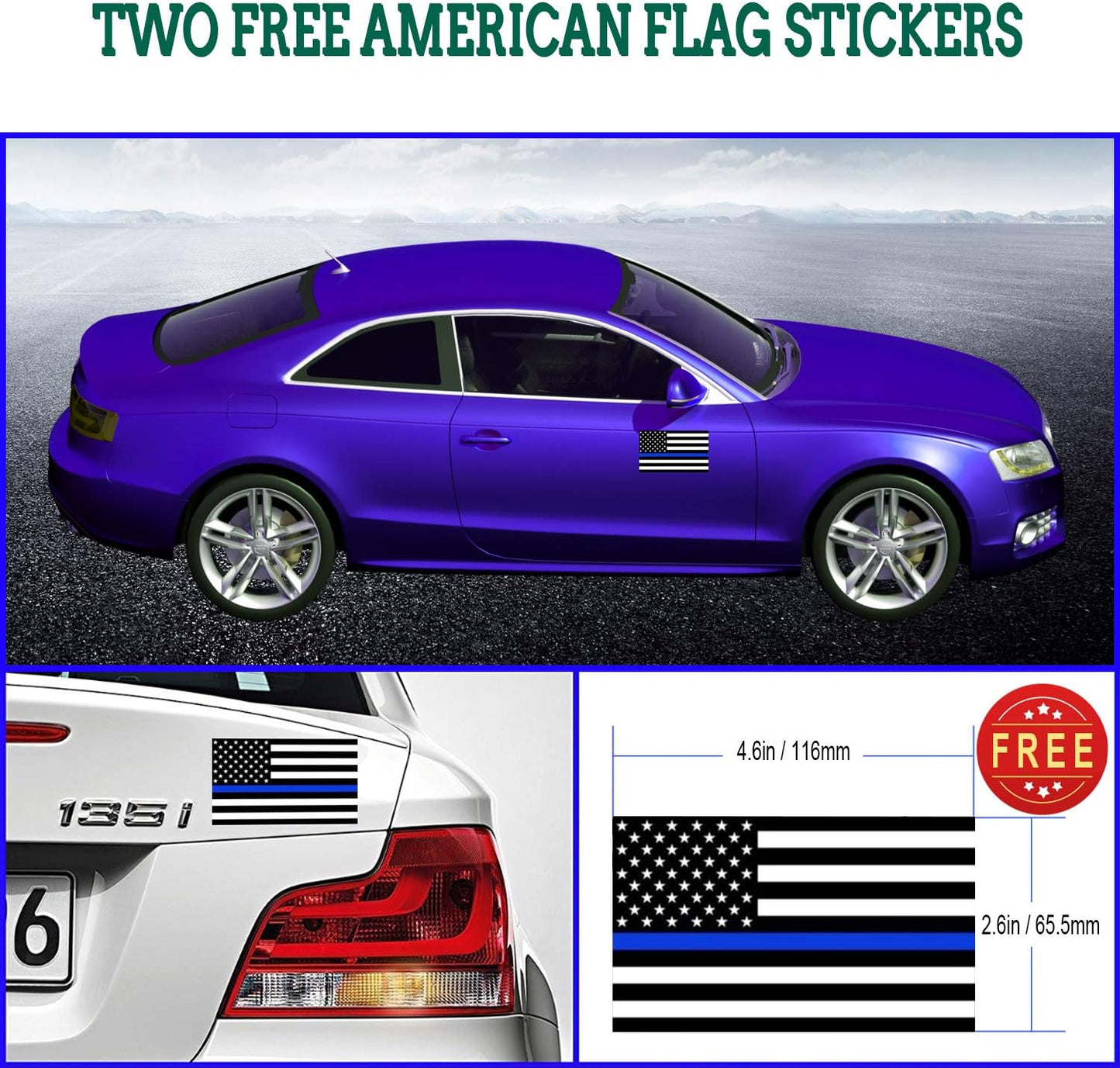 Flag License Plate Frame- USA Patriotic Personalized Car Tag Holder, 4 Hole Black Heavy-Duty Aluminum Bracket, Novelty Thin Cover for Front Bumper, Truck or SUV, Screws, Caps, Flag Decal