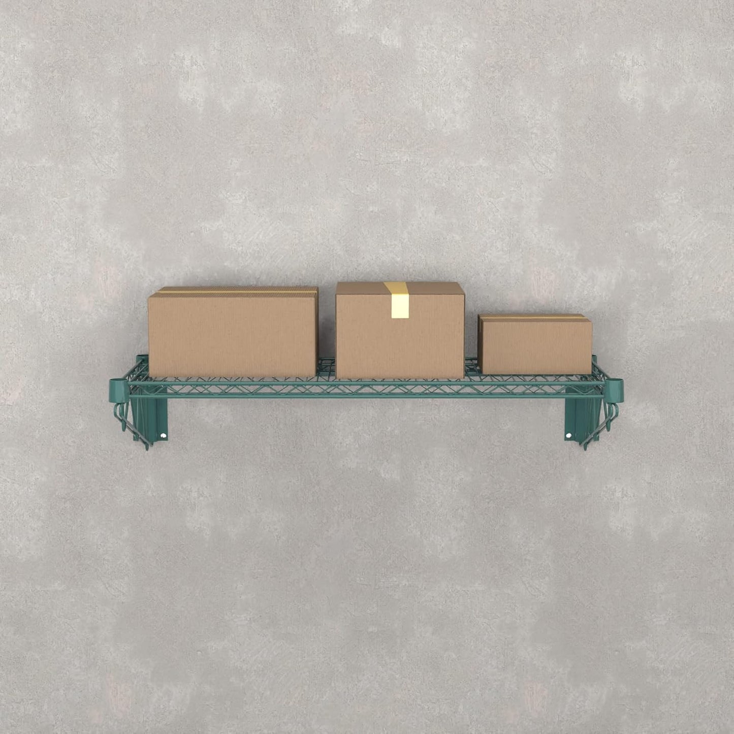 14" x 36" Green Epoxy Wire Wall Mount Shelf