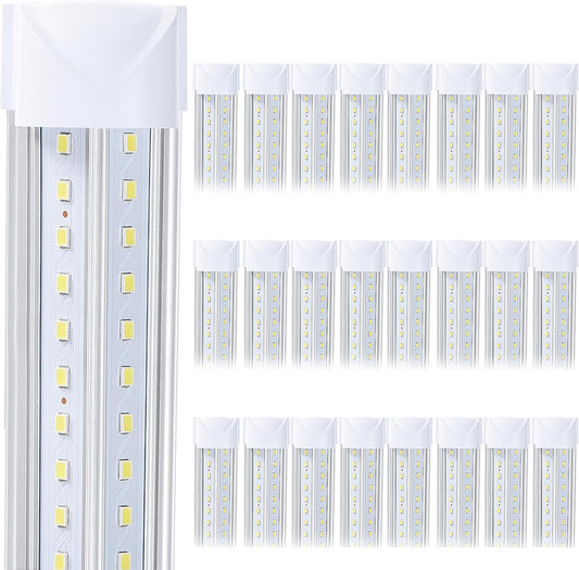 25 Pack,Led Shop Lights, 8FT Led Shop Light,100W 6000K 15000LM Clear White,Led Shop Light 8FT 110V Linkable Integrated V-Shape for Shop Garage,Warehouse