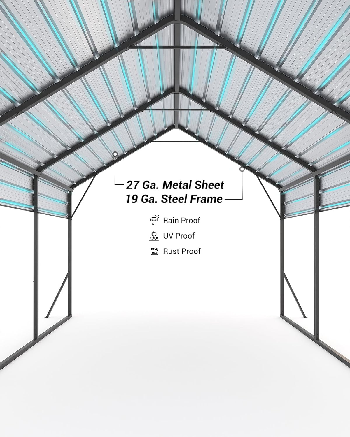 13'x16'x11' Metal Carport, Steel Heavy Duty Car Ports for All-Weather, for Cars, Motorcycles, ATV, or Boats, N.W. 500 Lbs