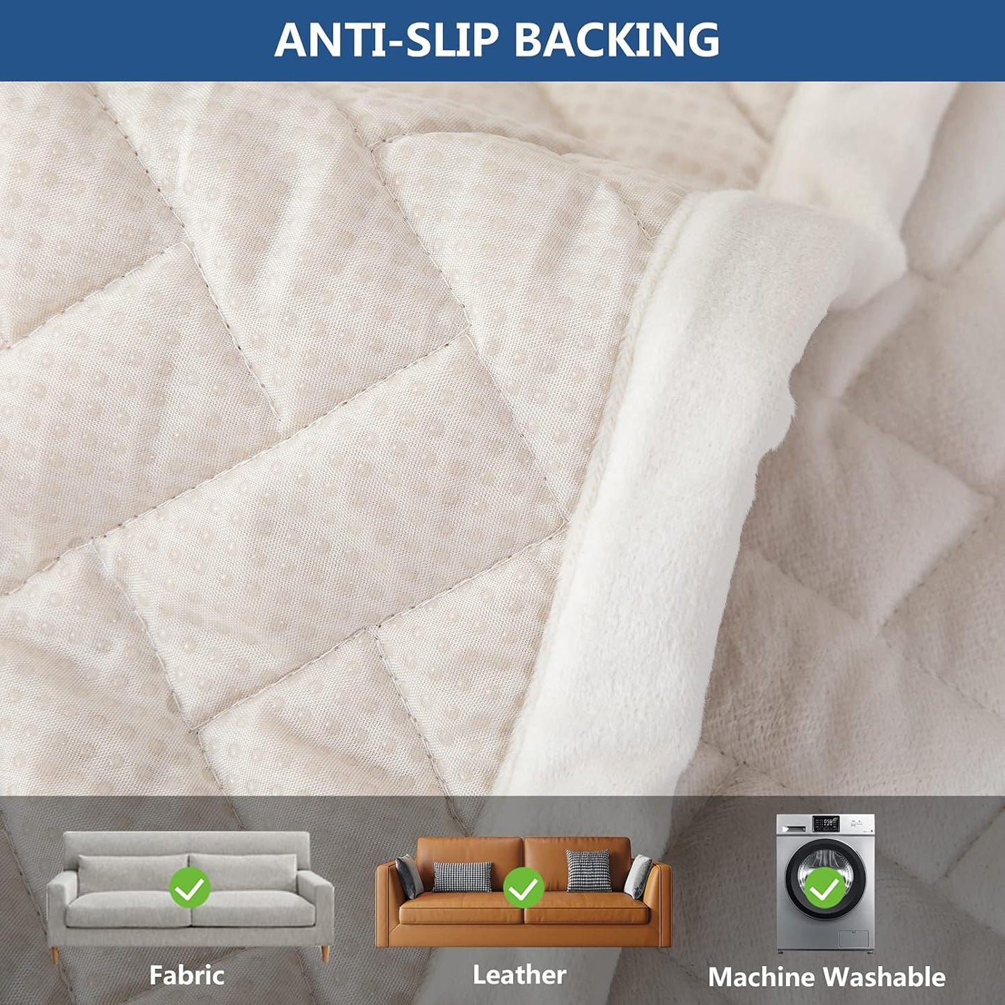 Eismodra Couch Cover,Sectional Couch Covers,Sofa Covers for 3 Cushion Couch,Anti-Slip Sofa Slipcovers for Dogs Cats Kids Loveseat Recliner L Shaped Armrest Backrest,White 36''x63''(Only 1 Piece)