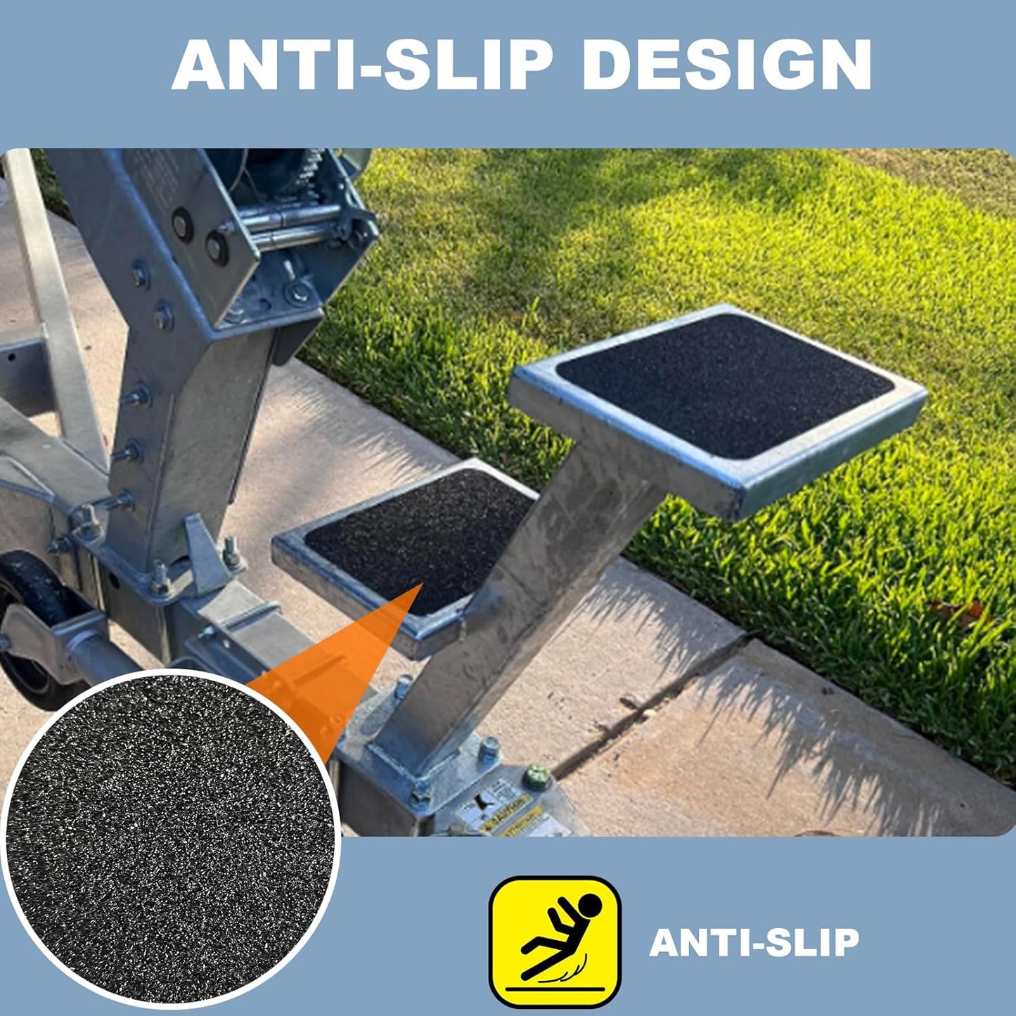 Universal 2 Double Steps Boat Trailer Ladder Boarding Step Fit for Trailer Tongue up to 3" x 4"