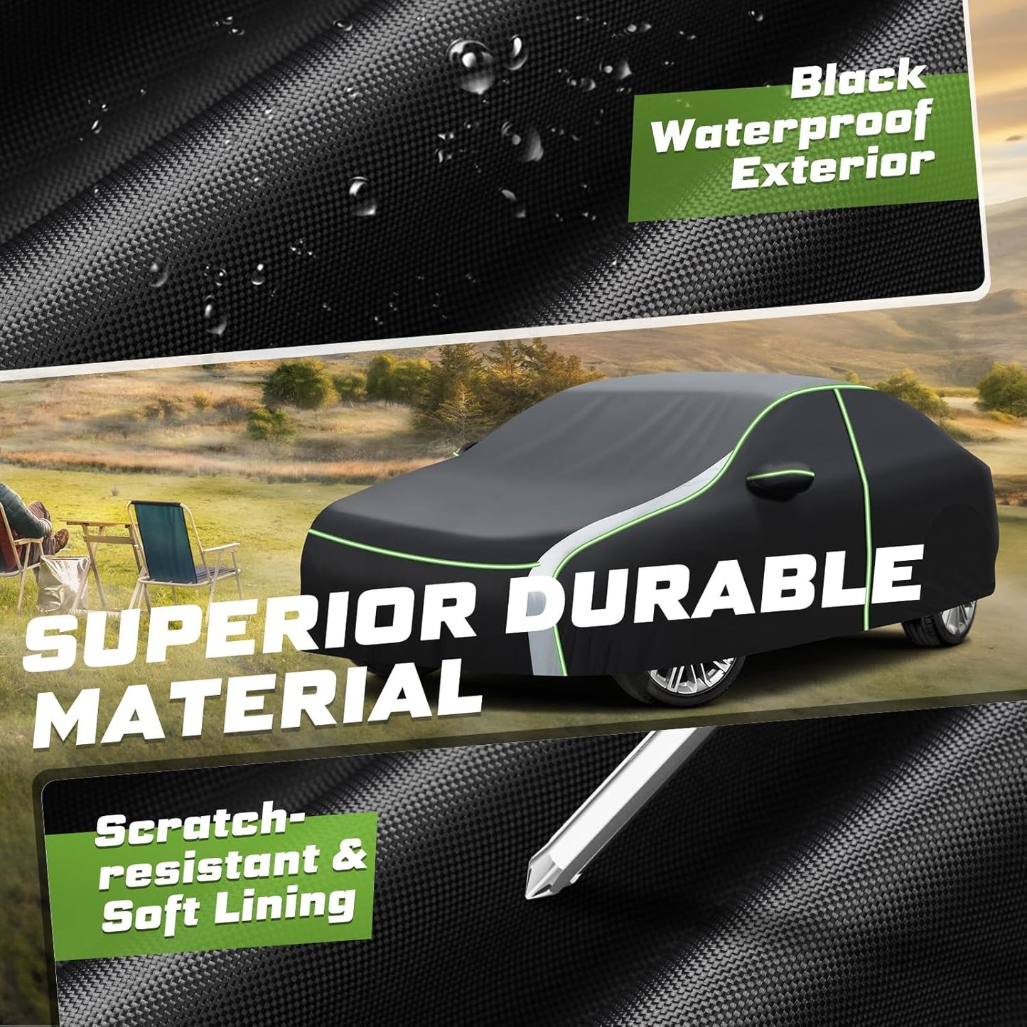 Mixsuper Liner Car Cover for Ford F-150 F-250 F-350 2001-2026 (Only for 5.5Ft Bed), 7 Layers Waterproof Car Cover Accessories for F150 F250 F350 with Zipper Door, Windproof Straps, Reflective Strips