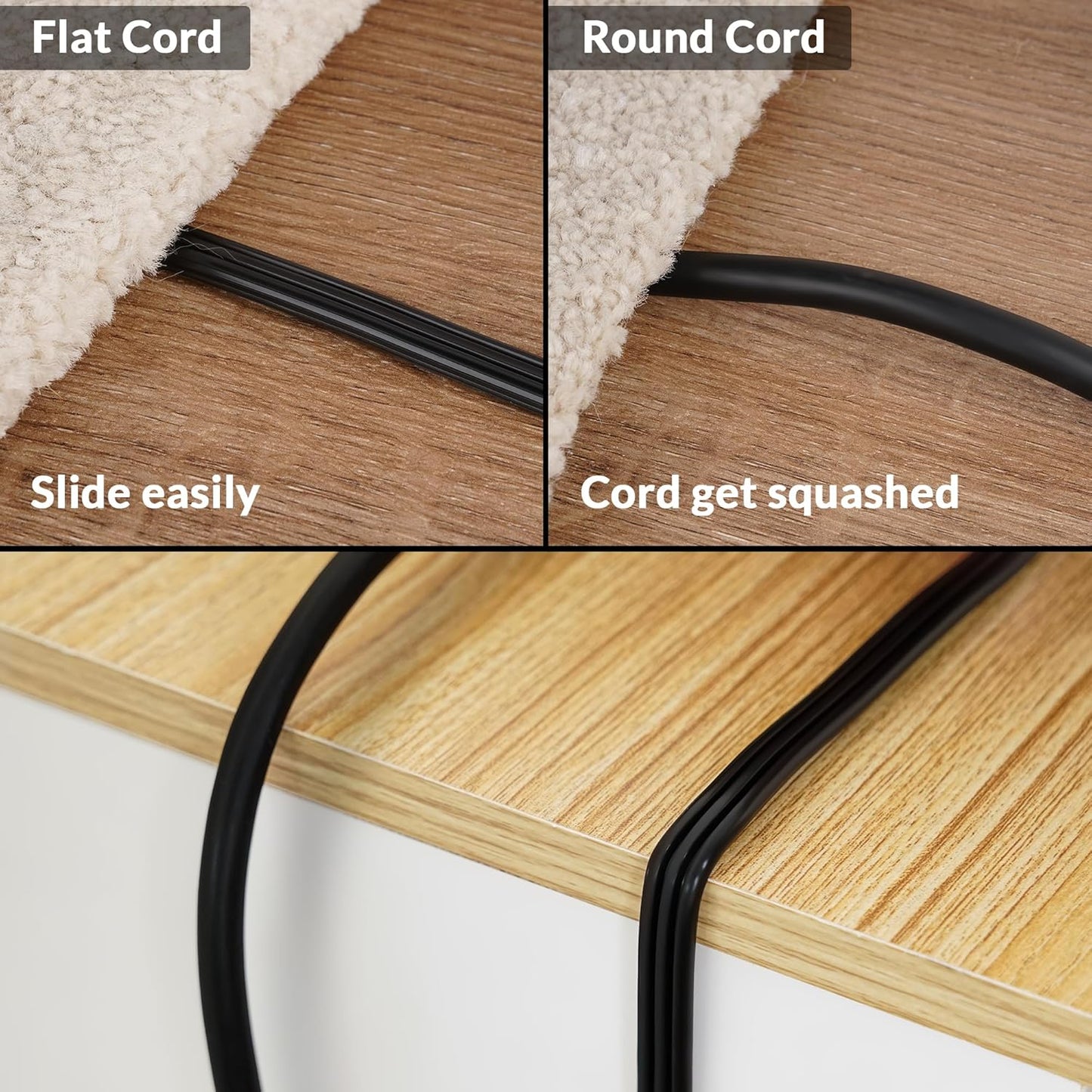 Elecan Flat Plug Extension Cord 12 Ft with Slim Space-Saving Plug Design, Thin Flat Cable Low Profile Power Cord 3 Prong Grounded Wire, 16 Gauge 13 A/125 V-Black-ETL Certified