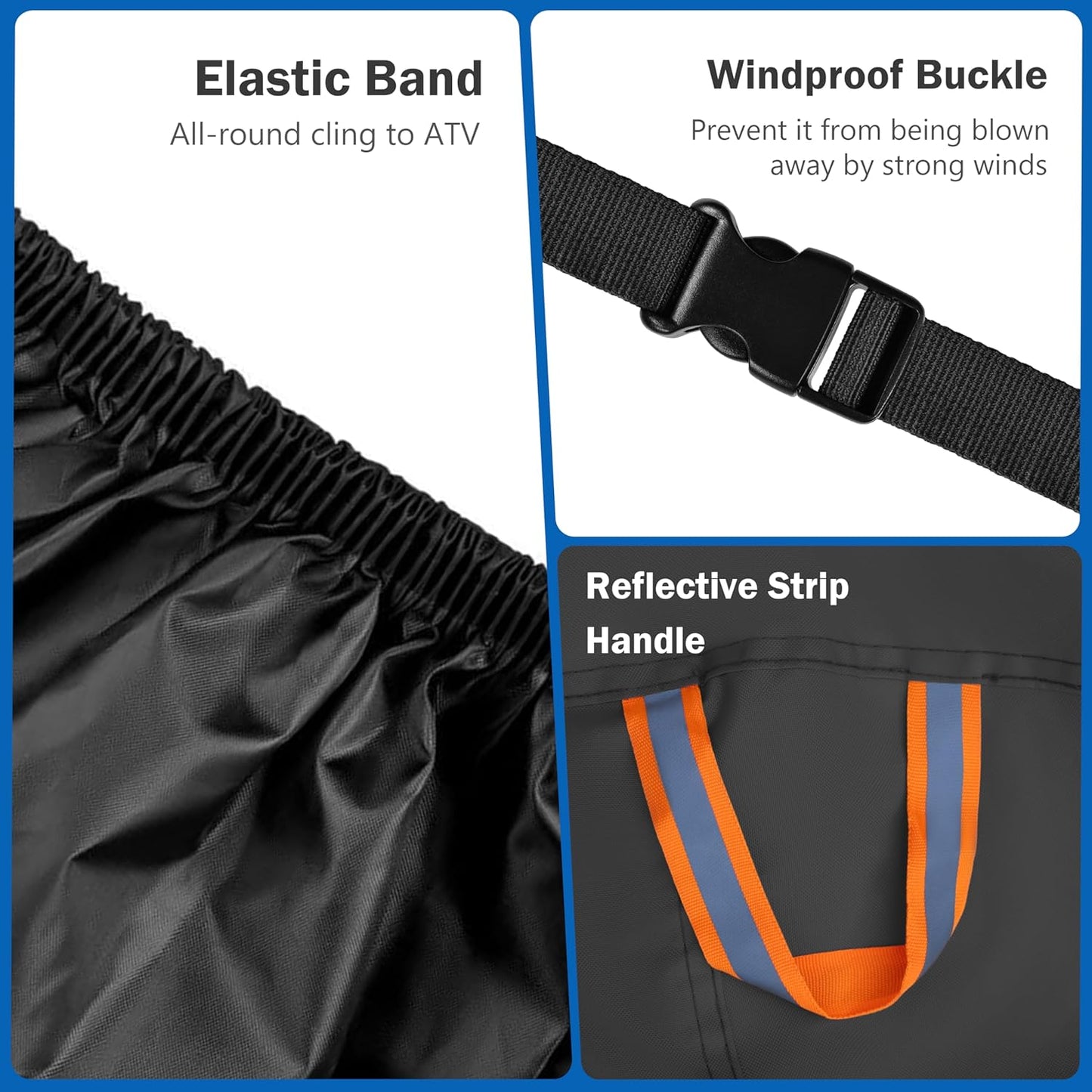 MORNYRAY ATV Cover Waterproof Heavy Duty Universal Quad Cover Outdoor Storage Cover 4 Wheeler UV Protection for Polaris Yamaha Honda Suzuki Kawasaki (Black, A1-78.7''L x 37.4''W x 41.7''H)