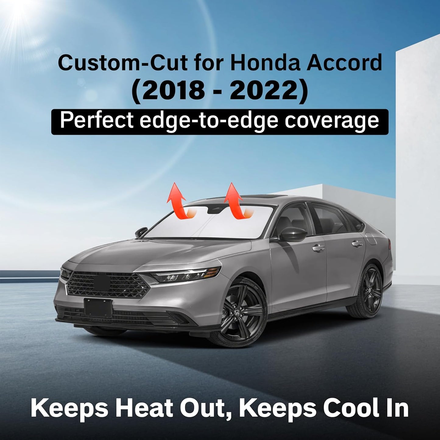 Econour Windshield Sun Shade for Honda Accord 2018-2022 Window Sunshade Sun Visor Protector Foldable Blocks UV Rays Keep Your Car Cooler