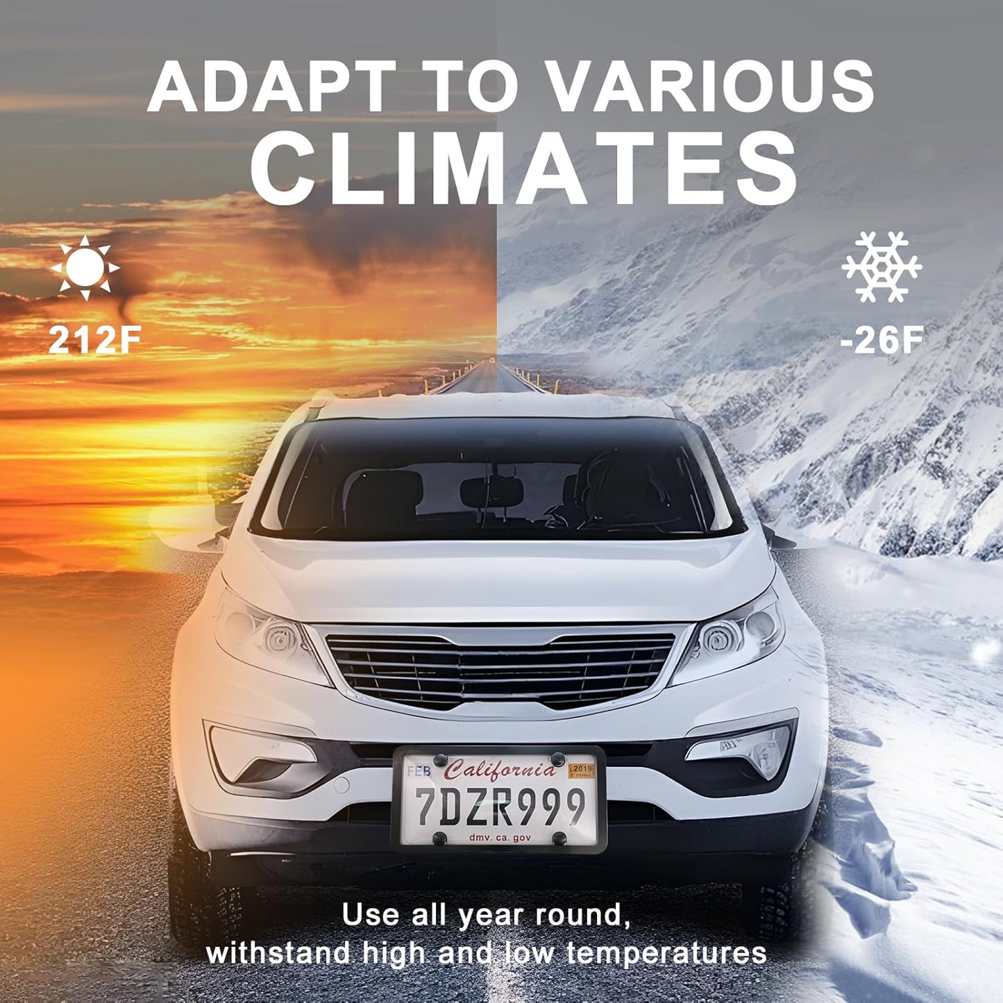 Transparent License Plate Cover and Frames, 2Pack Grey Clear Front and Rear License Plate Holder with Screws & Caps, Unbreakable Car Licence Plate Frame, Universal Fit for Most US Plates