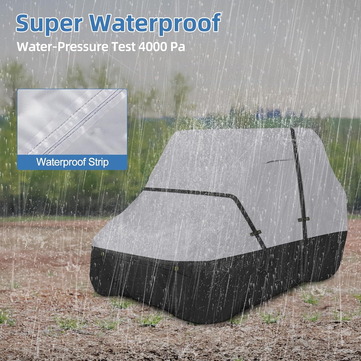 UTV Cover, Waterproof Side by Side Cover,2-3 Seaters Outdoor Storage Cover with Windproof Straps Compatible with Polaris, RZR, Honda, Can-Am, Yamaha 125" x58" x 71"