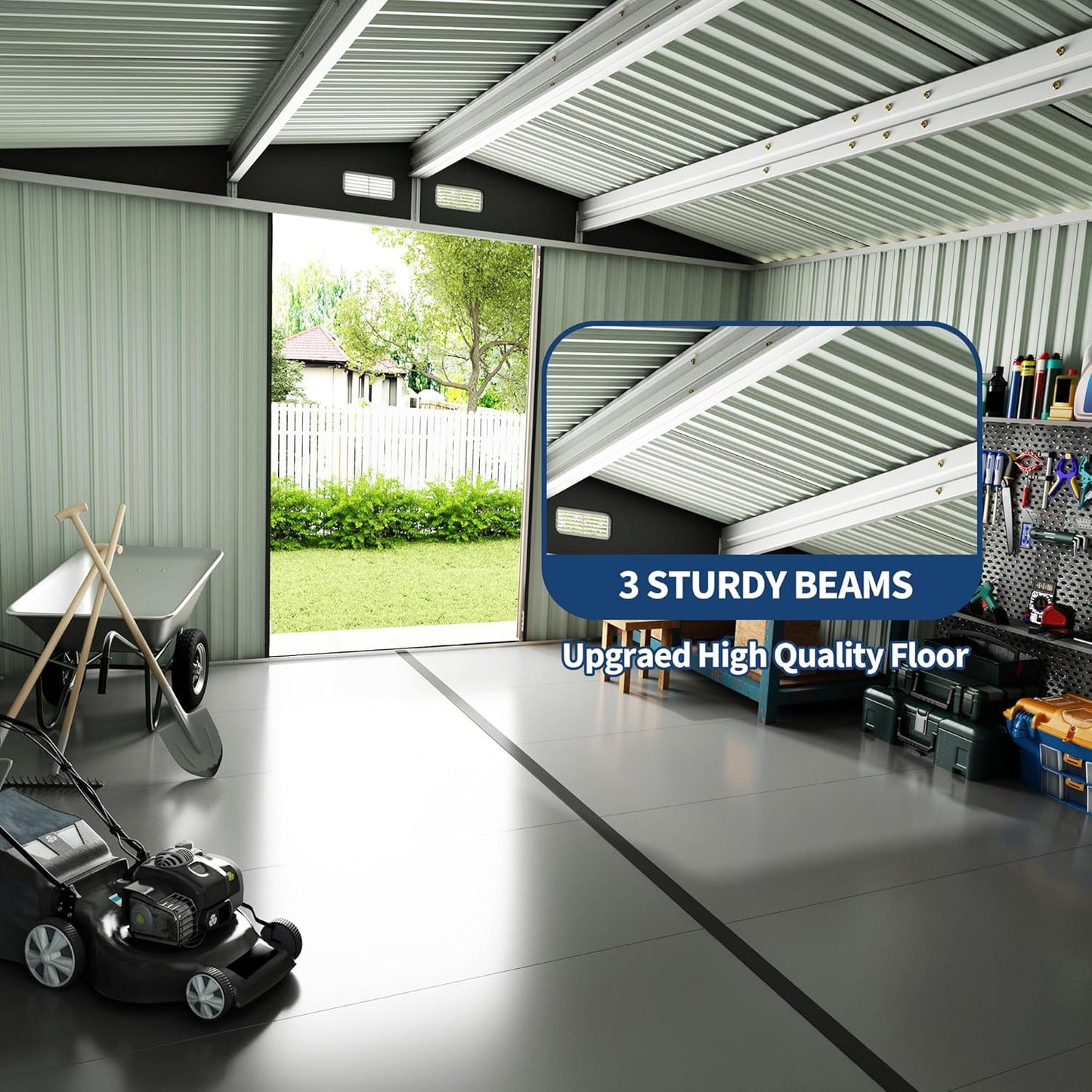 10x14 FT Metal Storage Sheds Outdoor, Metal ToolShed with Lockable Door, Metals Yard Sheds Metals Garden Shed Kit, MetalUtility Sheds Buildings with Air Vent for Backyard Garden Patio Lawn