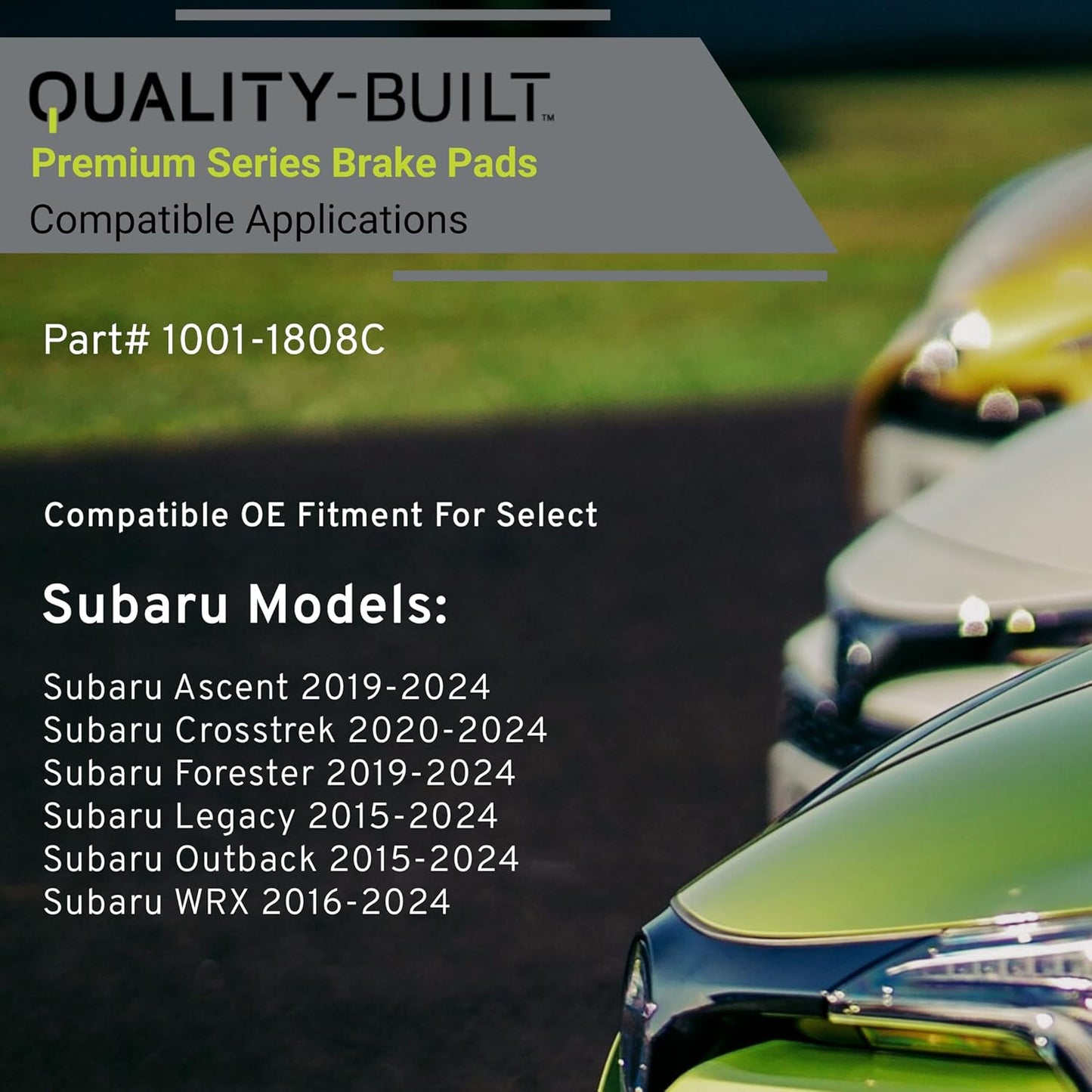 Premium Ceramic Rear Brake Pads (1001-1808C) Compatible with Subaru Ascent 2024-2019, Crosstrek 2024-2020, Forester 2024-2019, Legacy 2024-2015, Outback 2024-2015, WRX 2024-2016