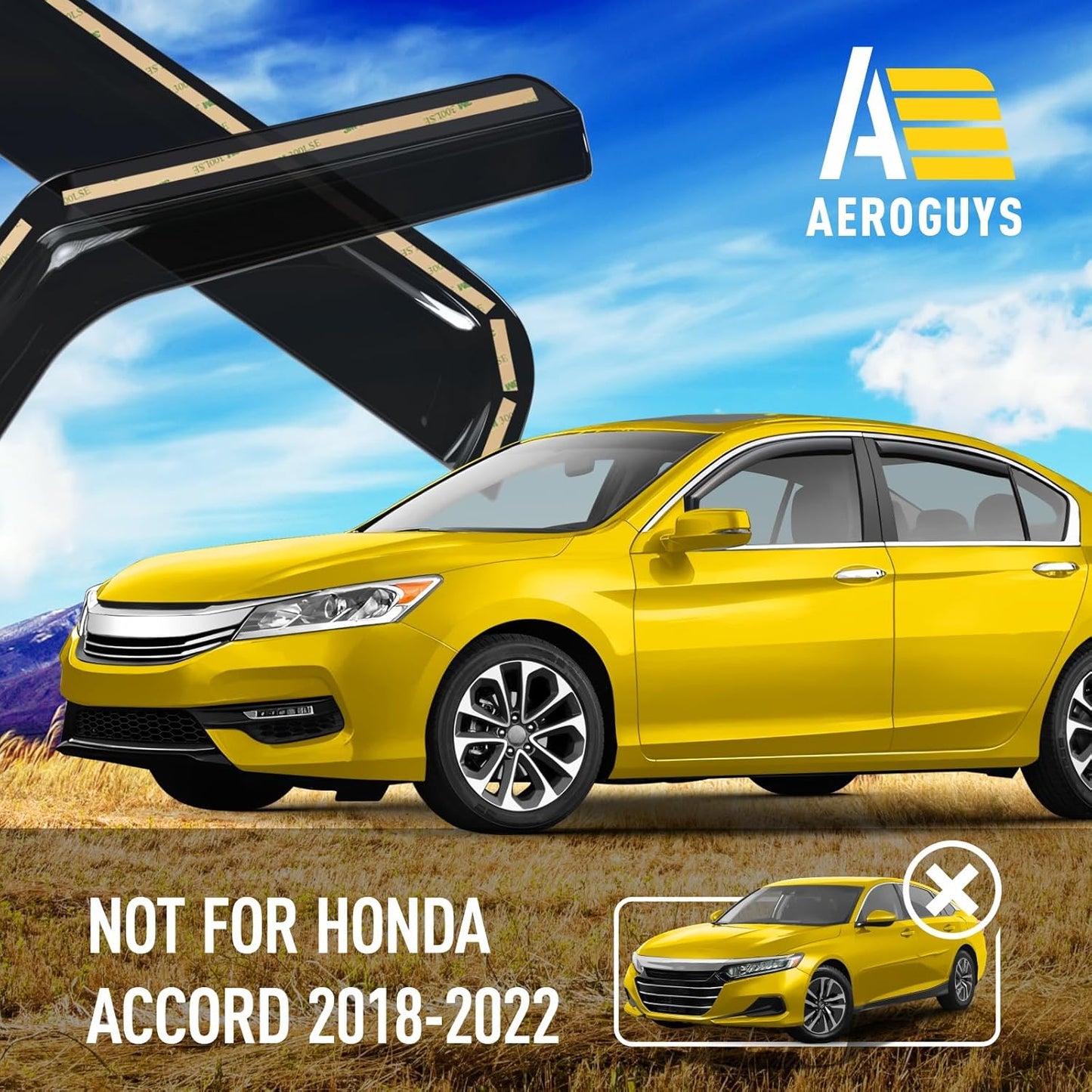 Extra Durable Window Deflectors in-Channel Window Visors Rain Guards Fit for Honda Accord 2013-2017 Sedan, Sun Visors, Wind Vent for Shades, Exterior Car Accessories - 4pcs. AG0749