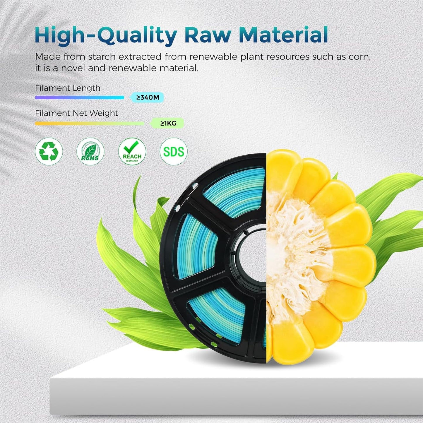 FLASHFORGE PLA Filament 1.75mm +/- 0.02mm Blue to Yellow Gradient, Smooth Color-Changing 3D Printer Filament 1kg (2.2lbs) Spool, 3D Printing Filament Easy to Use and Fits for Most FDM 3D Printers