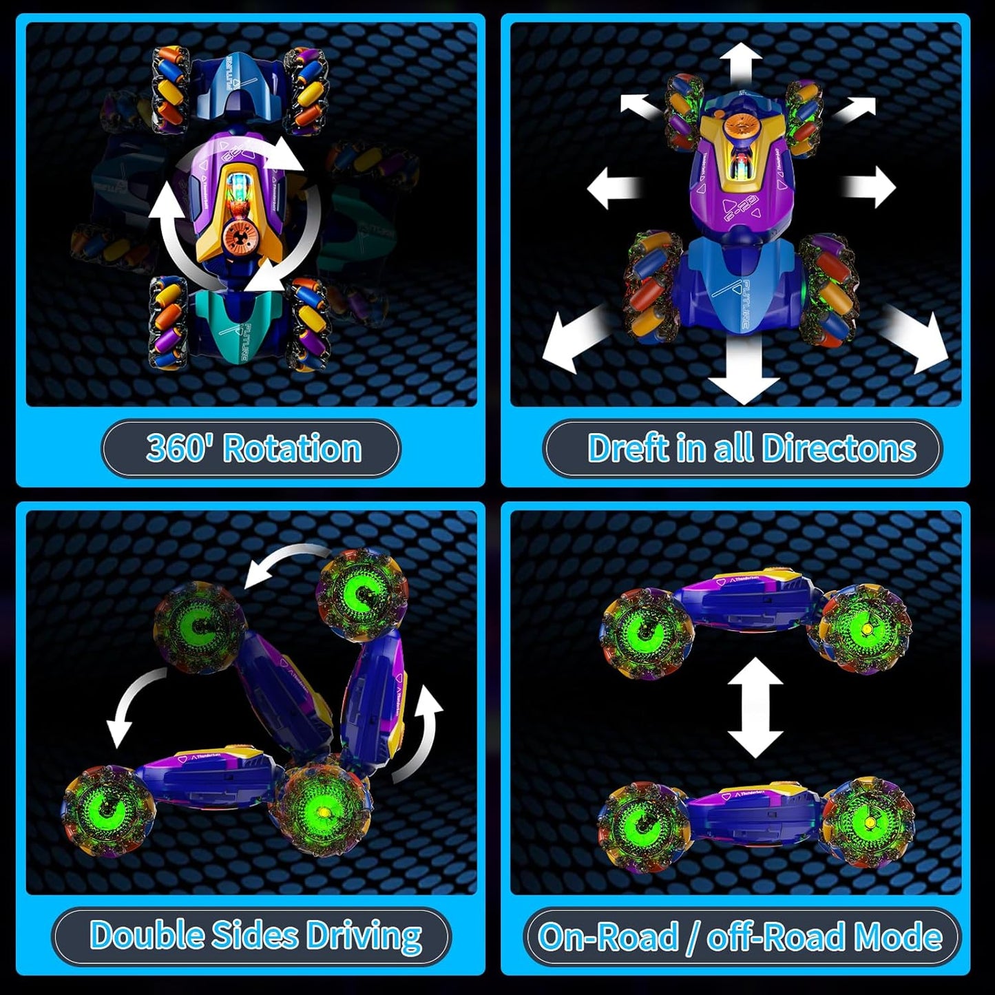 Gesture Sensing RC Stunt Car,Remote Control Car Toys for Ages 5-7-13,with Lights Music Spray,4WD 360° Spins All Terrains Kids Toys RC Cars,3-6 Year Old Boy Birthday Gift & 3-12 Best Gift for Kids