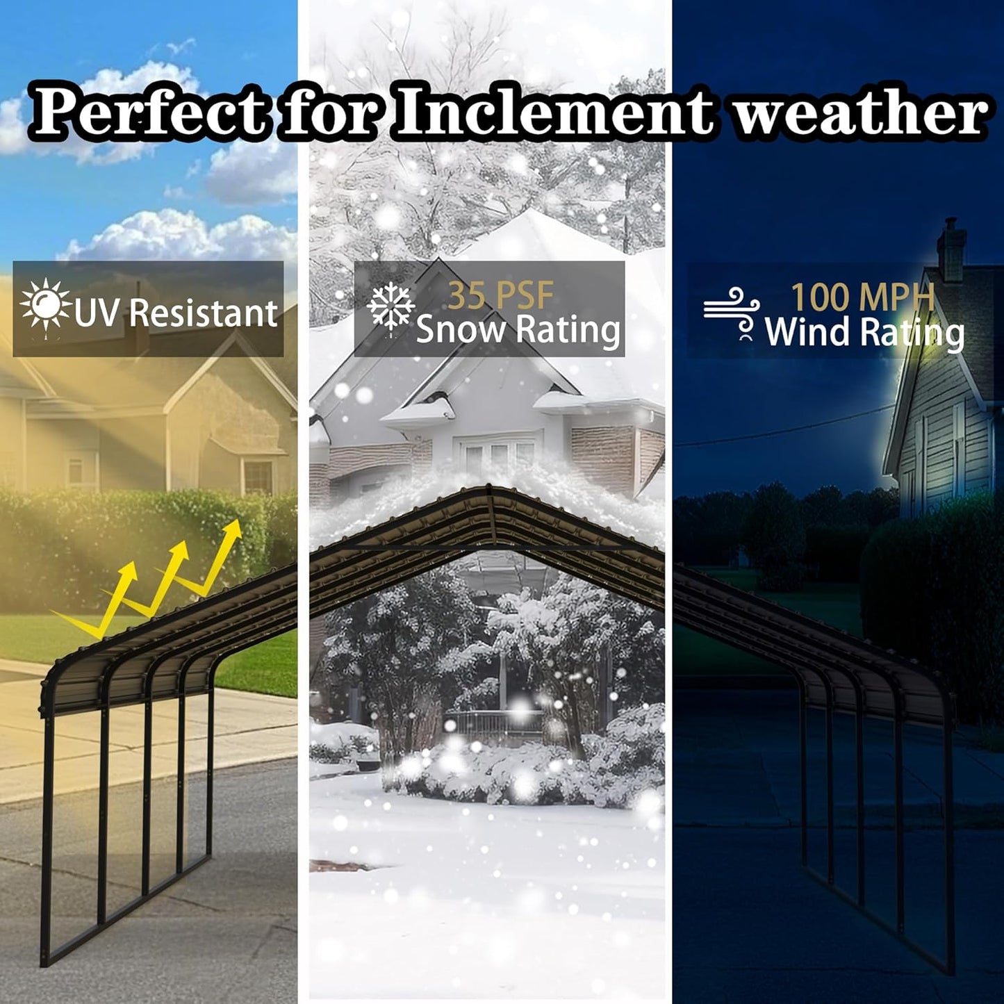 Heavy Duty Metal Carport 20x20 ft Galvanized Steel Carport Shelter for 2 Car Extra Large Canopy for Dual Vehicle, RV Boat Storage All Weather Protection Garage Party Tent (20X20FT)