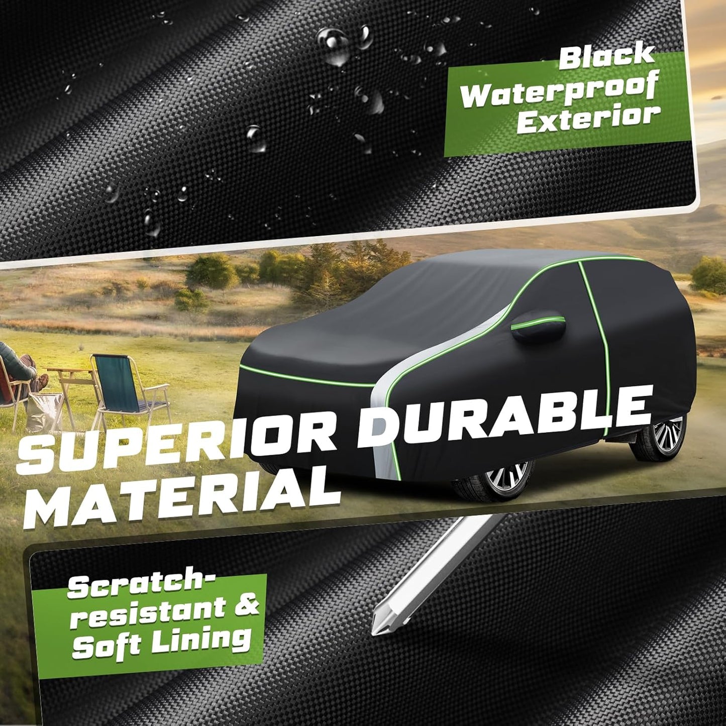 Mixsuper Liner Car Cover for Hyundai Tucson 2004-2026, 7 Layers Waterproof Car Cover Accessories for Tucson with Zipper Door, Windproof Straps, Reflective Strips, Anti-UV, All Weather